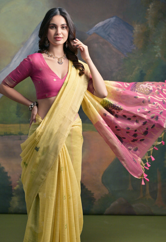 yellow-woven-muga-cotton-saree-zb132639_2_SareeButa.com
