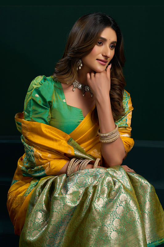 Yellow Woven Silk Saree-SAR12705_2_SareeButa.com