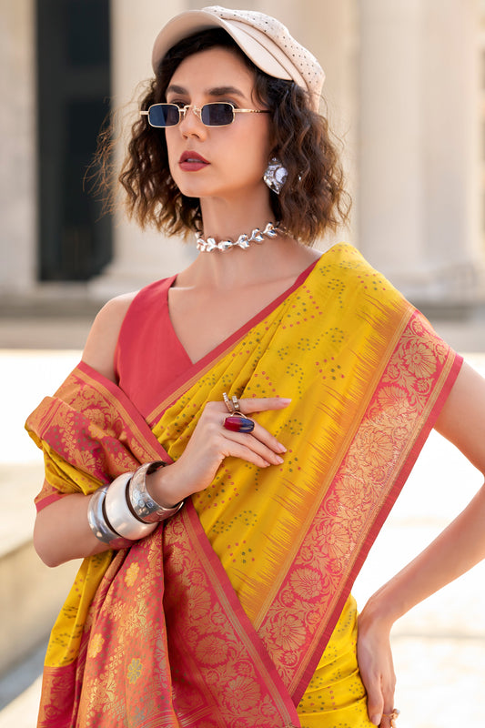 Yellow Woven Silk Saree-ZB134381_2_SareeButa.com