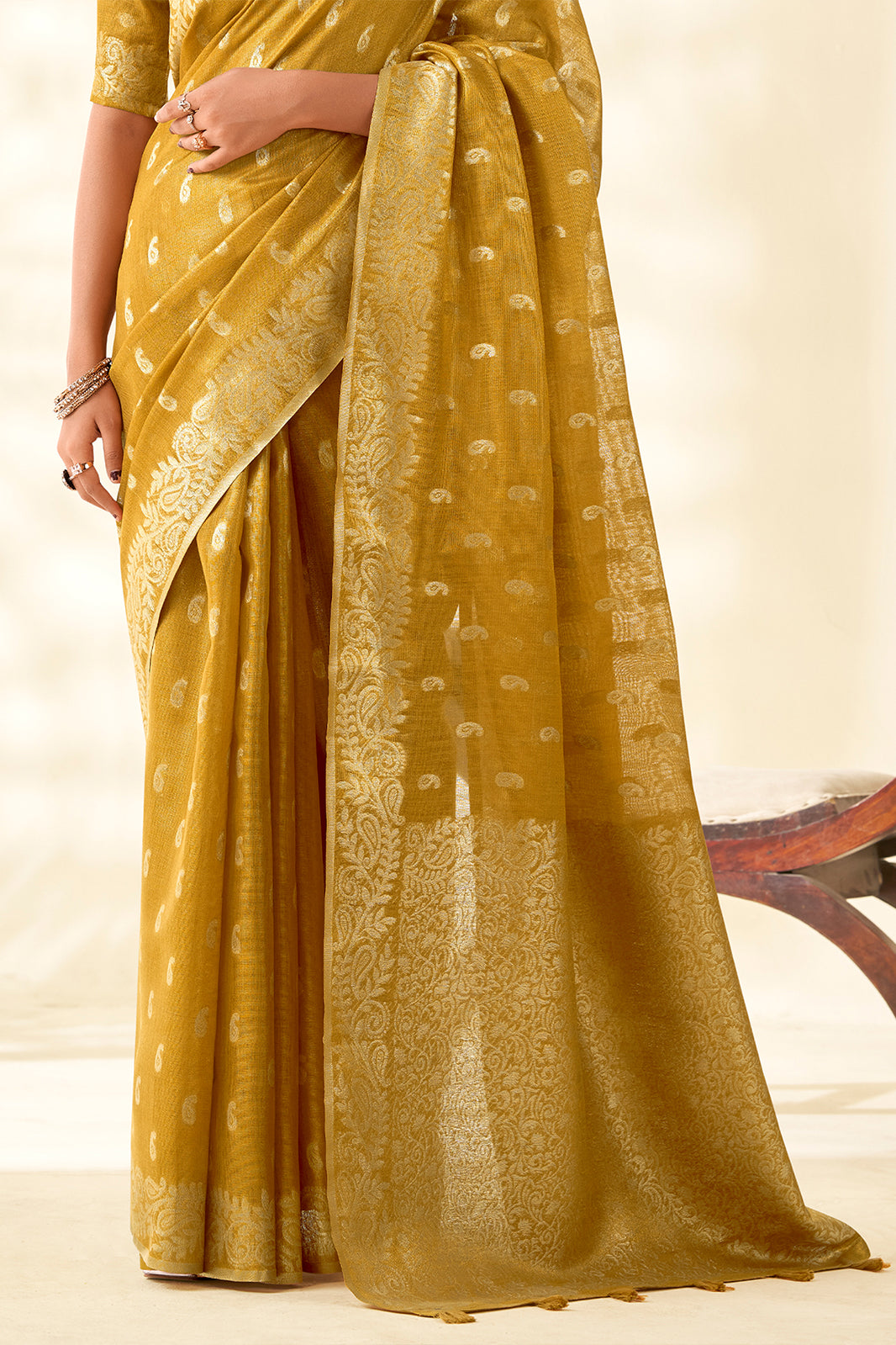 Yellow Woven Tissue Silk Saree-SAR10004_5_SareeButa.com