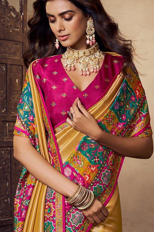 Yellow Woven Viscose Silk Saree-SAR11020_2_SareeButa.com