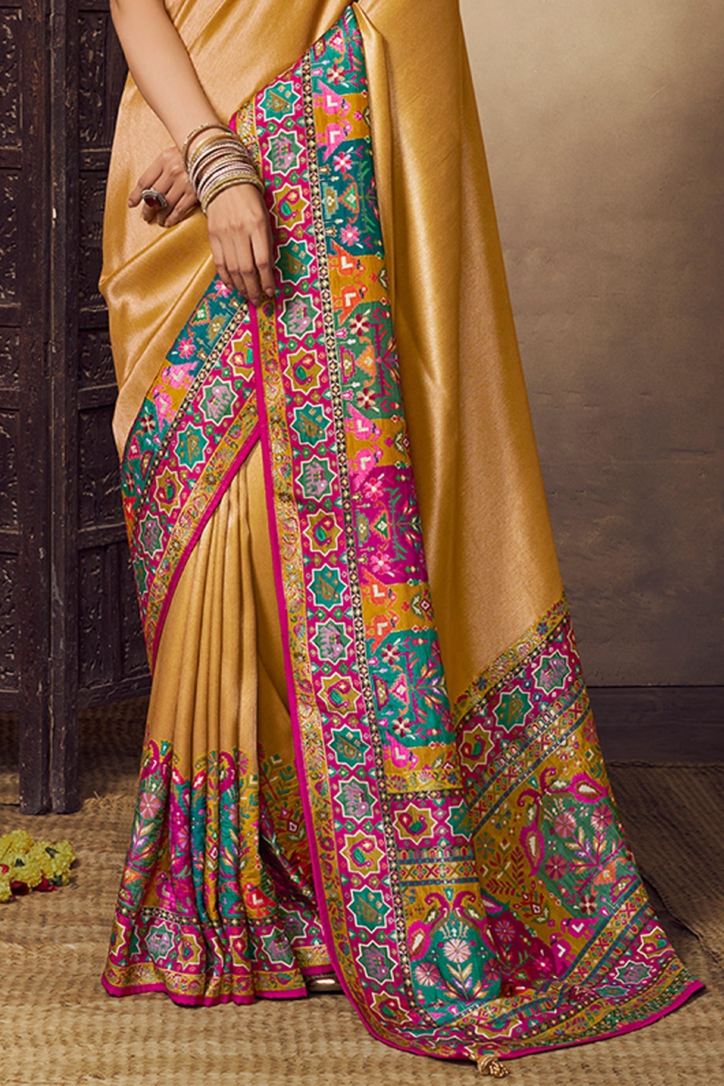 Yellow Woven Viscose Silk Saree-SAR11020_4_SareeButa.com