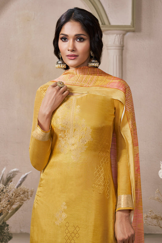 Yellow Woven Viscose Muslin Suit-SAR11736_2_SareeButa.com