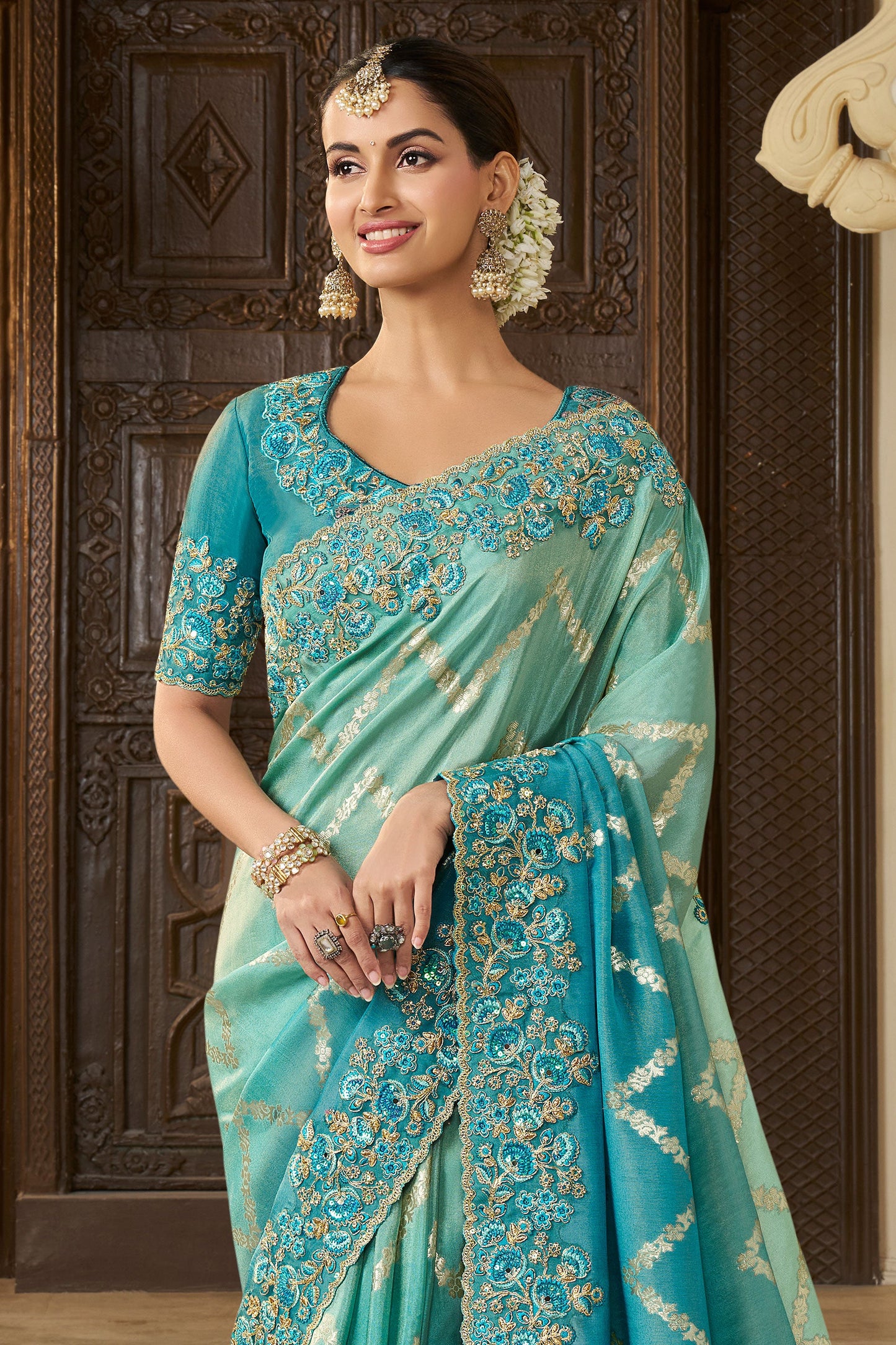 2-Tone Blue Pure Tissue Silk Saree-ZB133716_2_SareeButa.com