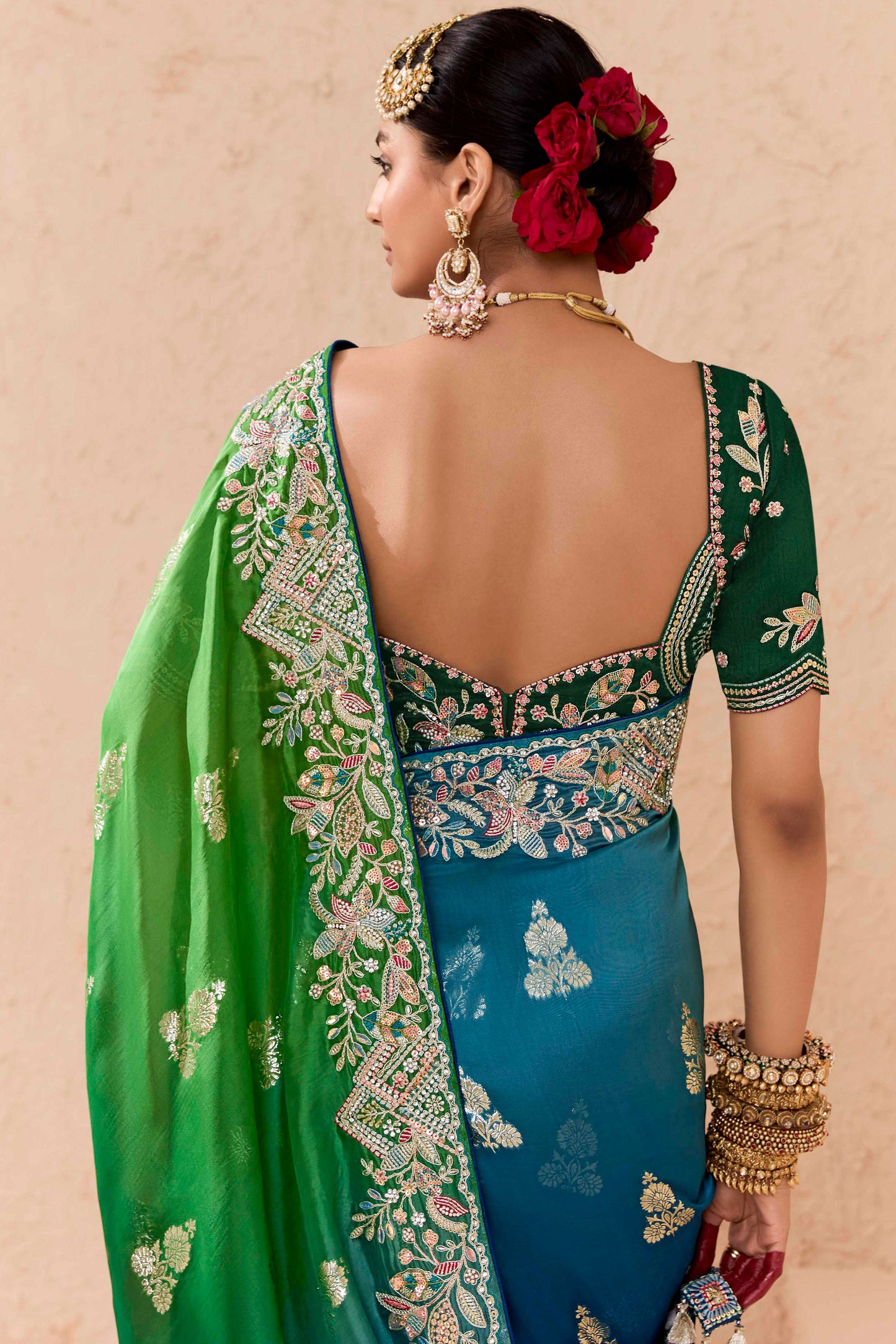 2-Tone Embroidered Silk Saree-ZB133296_4_SareeButa.Com