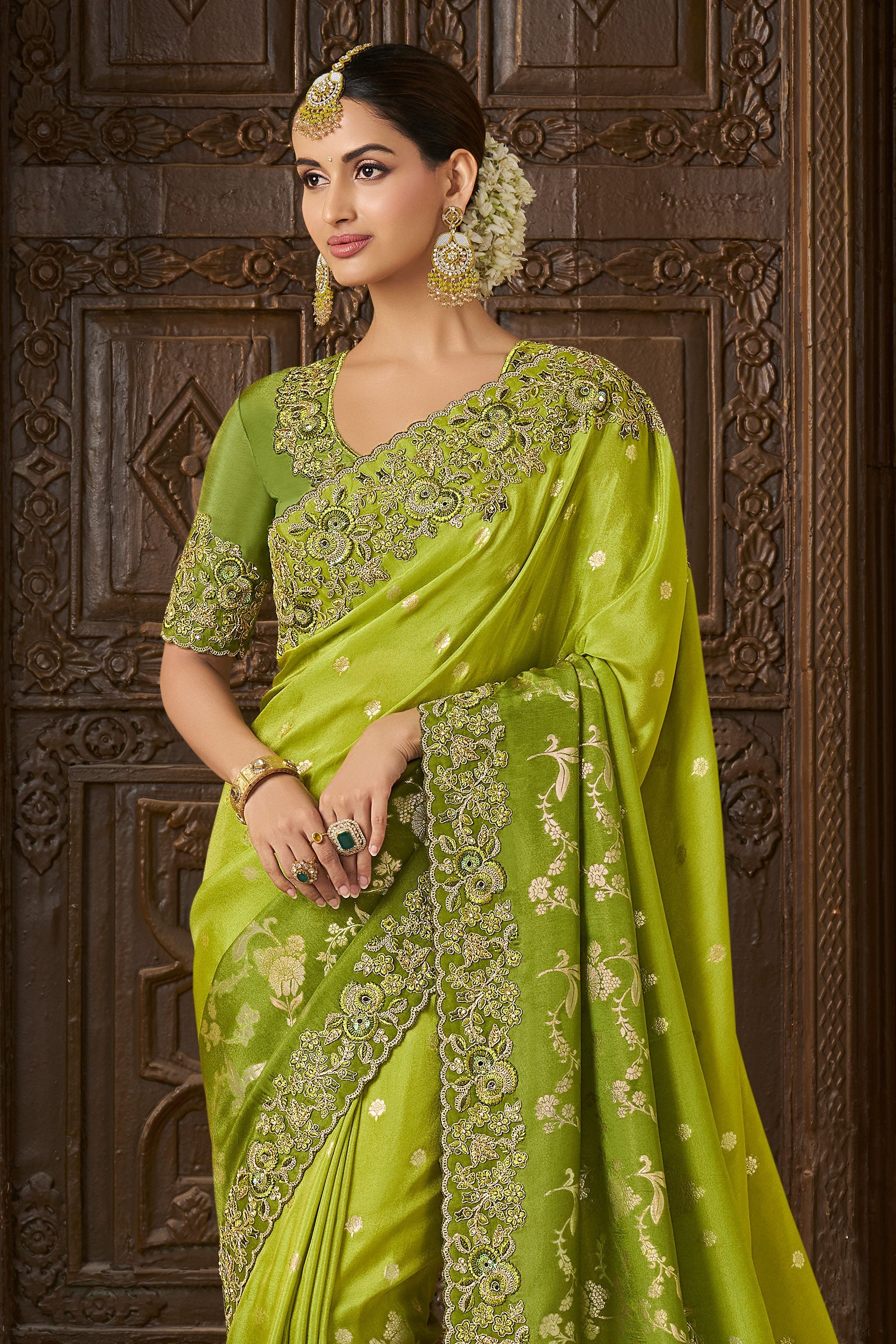 2-Tone Green Pure Tissue Silk Saree-ZB133713_2_SareeButa.com