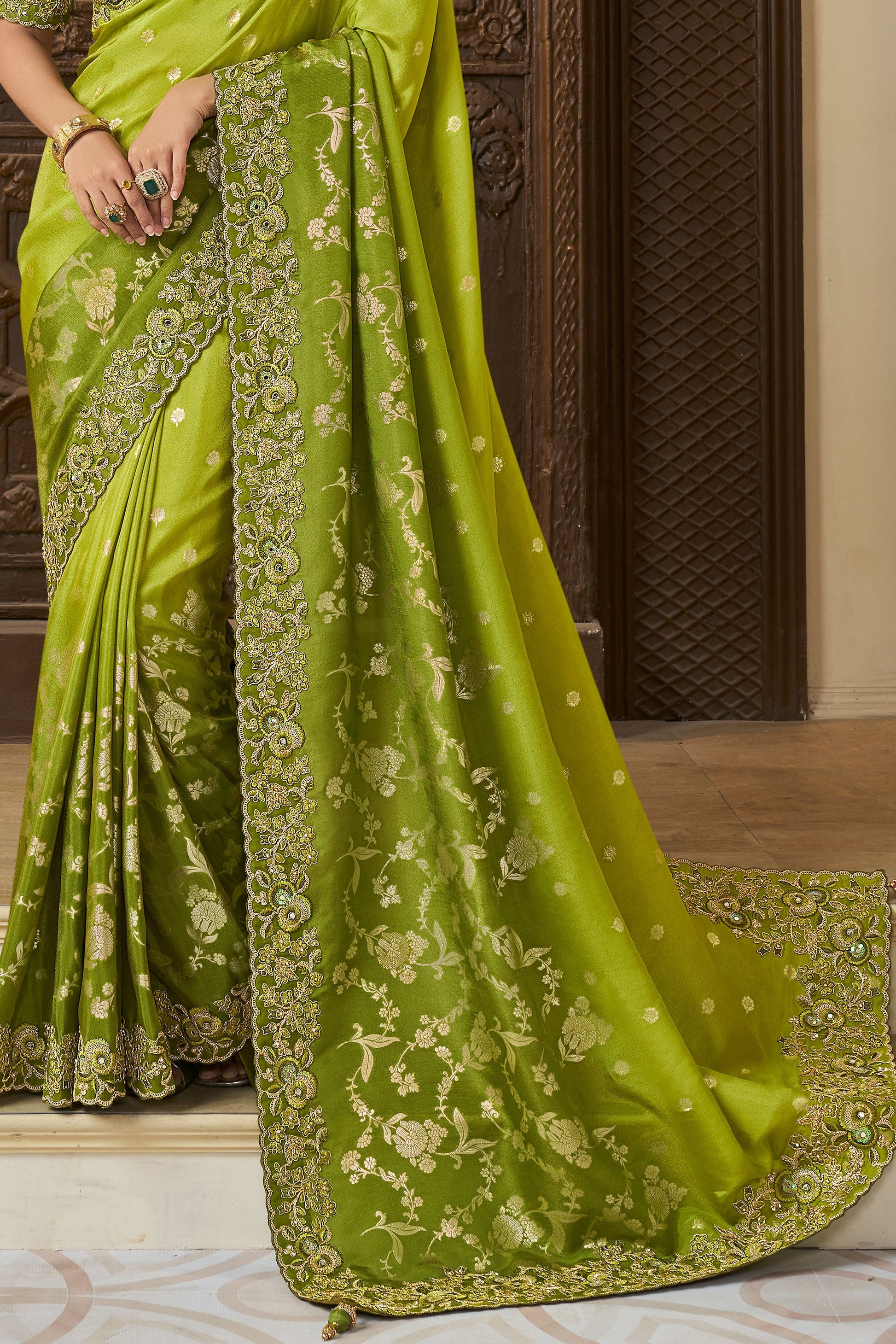 2-Tone Green Pure Tissue Silk Saree-ZB133713_3_SareeButa.com