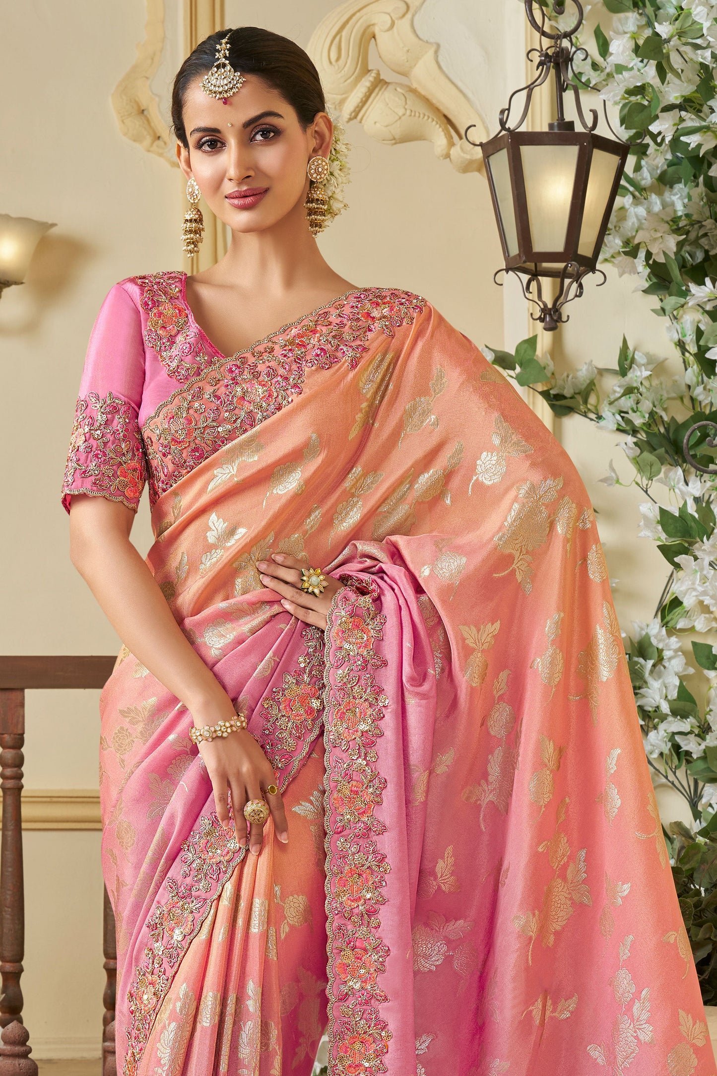 2-Tone Pink Pure Tissue Silk Saree-ZB133715_2_SareeButa.com