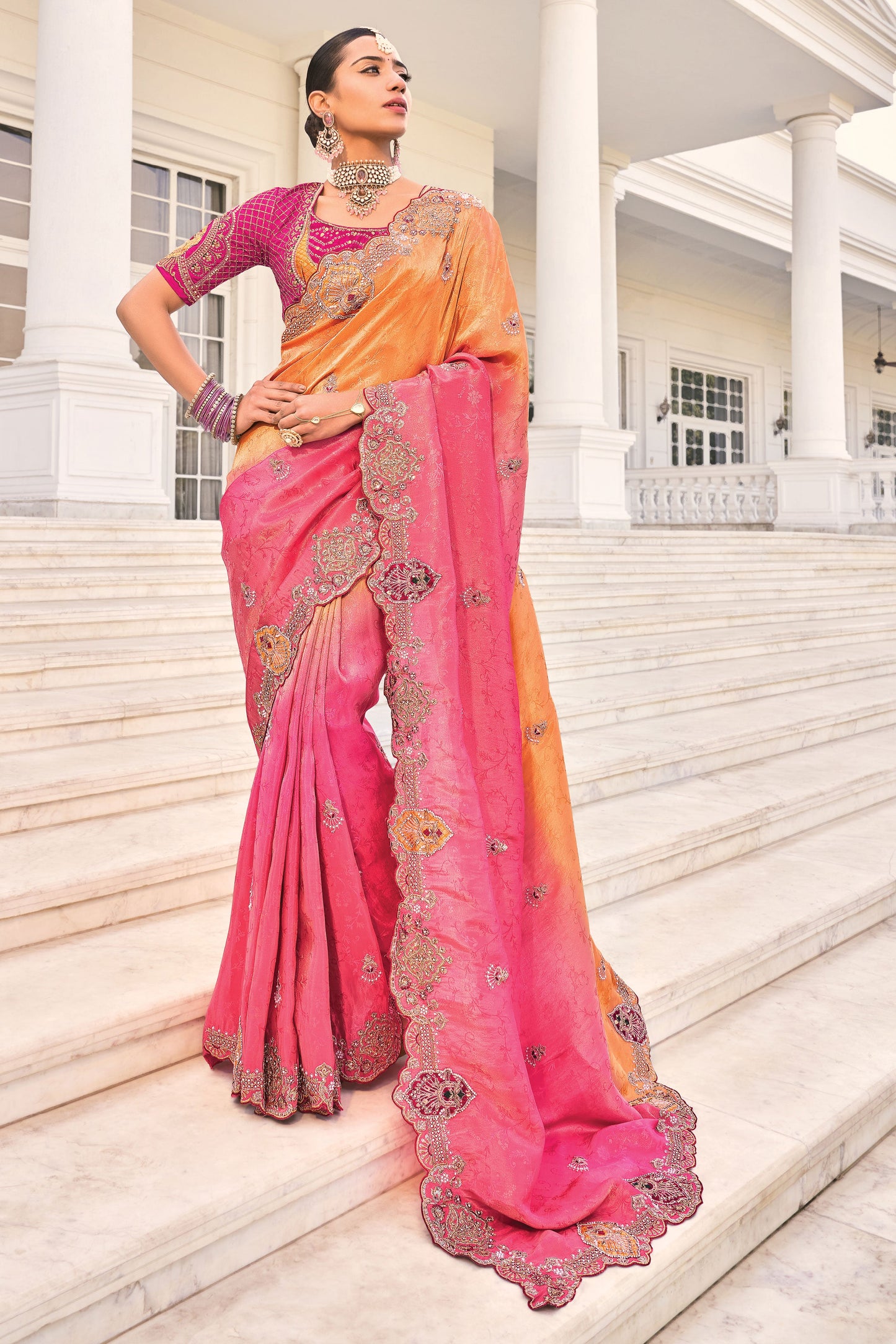 2-Tone Pure Crepe Heavy Work Saree-ZB134228_1_SareeButa.com