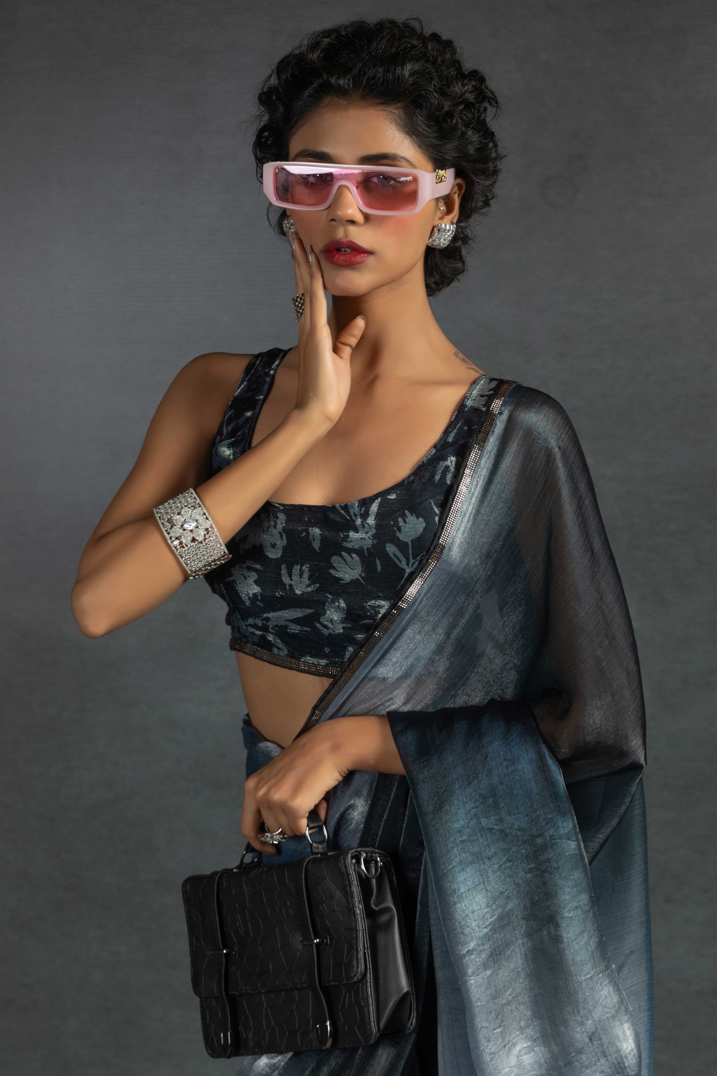 2-Tone Satin Silk Readymade Saree-ZB134315_2_SareeButa.com