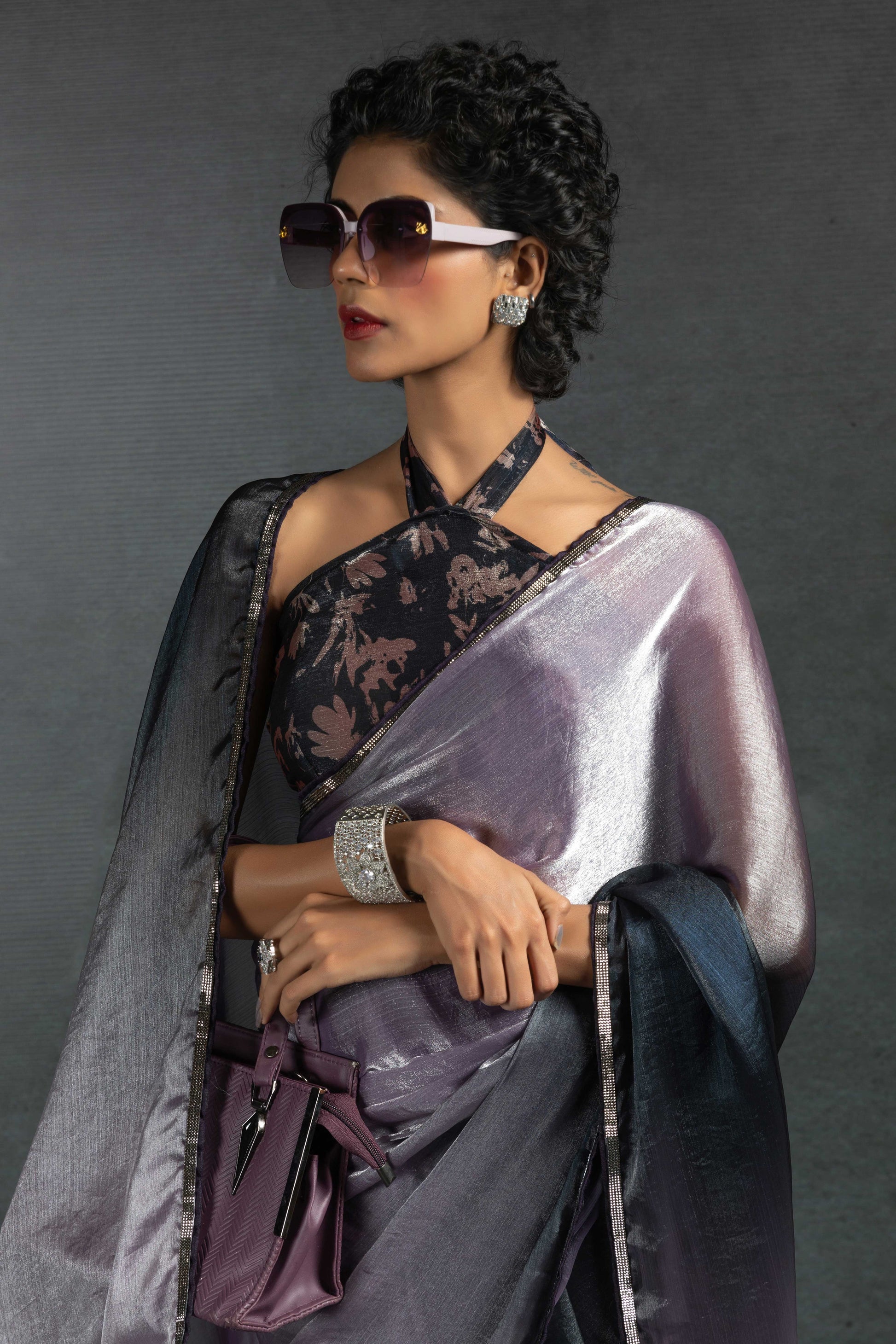 2-Tone Satin Silk Readymade Saree-ZB134318_2_SareeButa.com