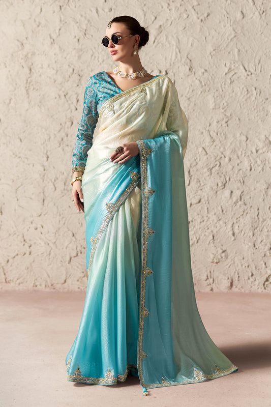 2-Tone Blue Embroidered Tissue Organza Saree-SAR12781_1_SareeButa.com