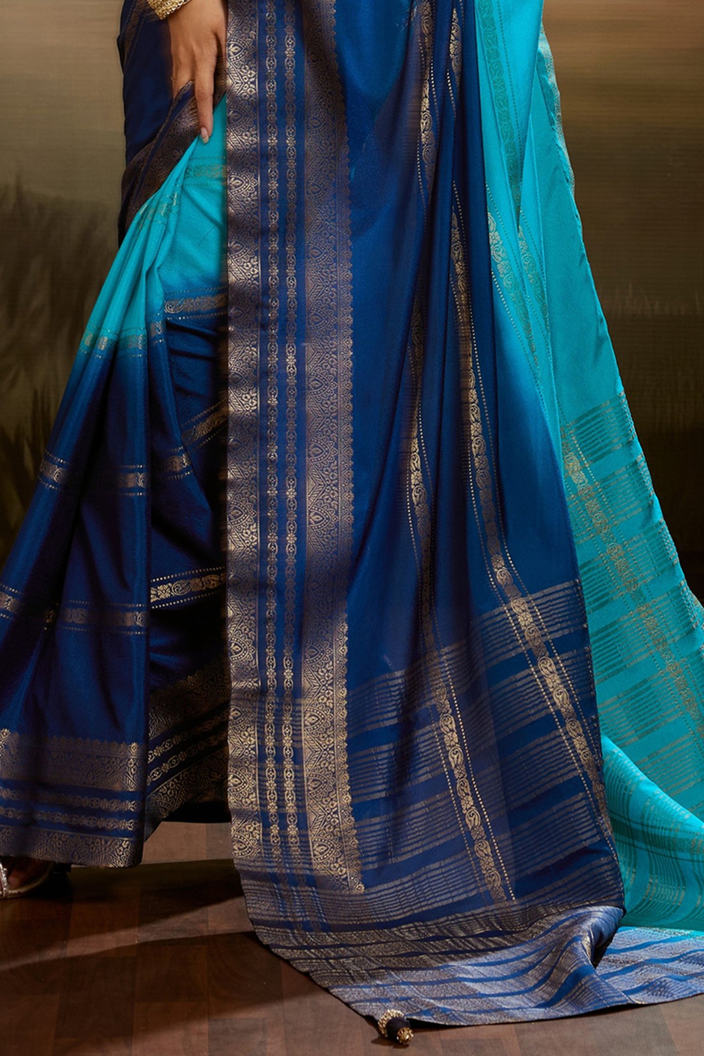 2-Tone Blue Ombre Chiffon Saree-SAR12574_5_SareeButa.com