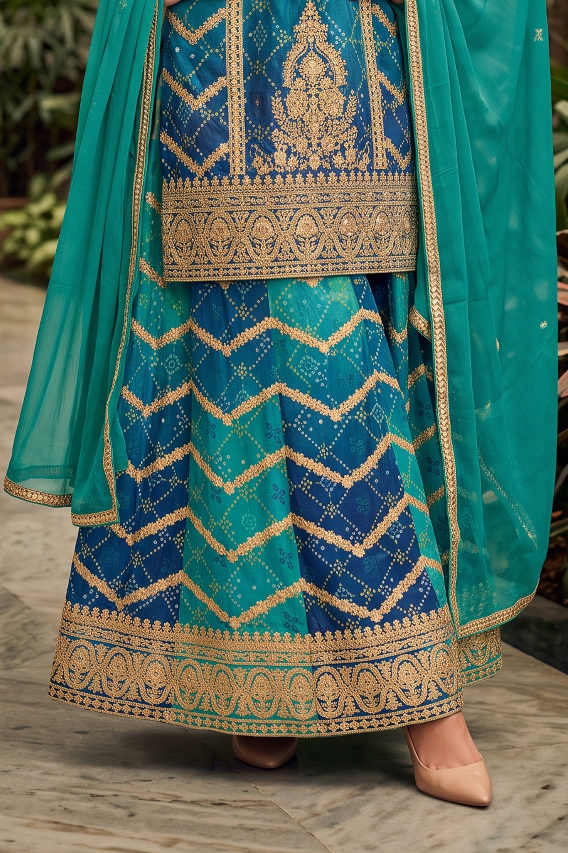 2-Tone Blue Readymade Embroidered Chinon Suit-SAR12807_7_SareeButa.com
