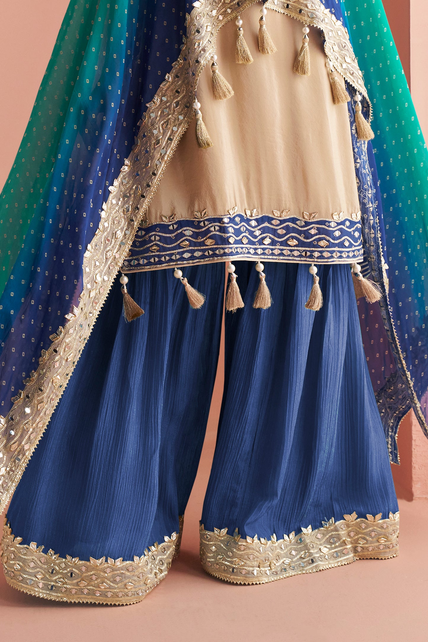 2-Tone Blue Readymade Mirror Work Kaftan Suit-SAR13162_6_SareeButa.com