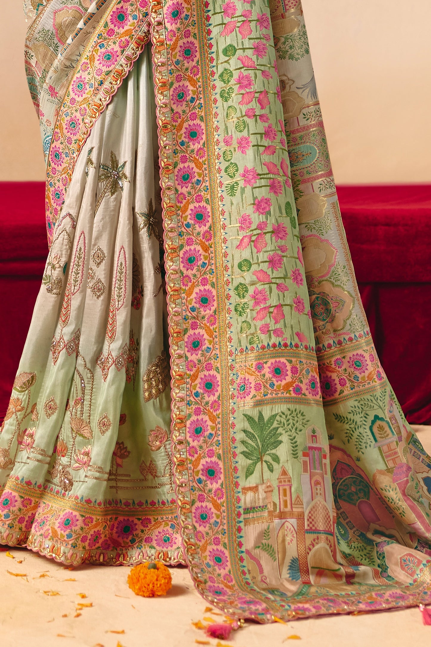 2-Tone Blue Zari Work Dola Silk Saree With Embroidery-SAR12073_5_SareeButa.com