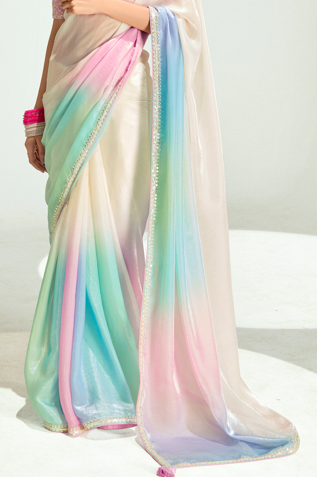 2-Tone Cream Organza Tissue Saree-ZB134889_5_SareeButa.com