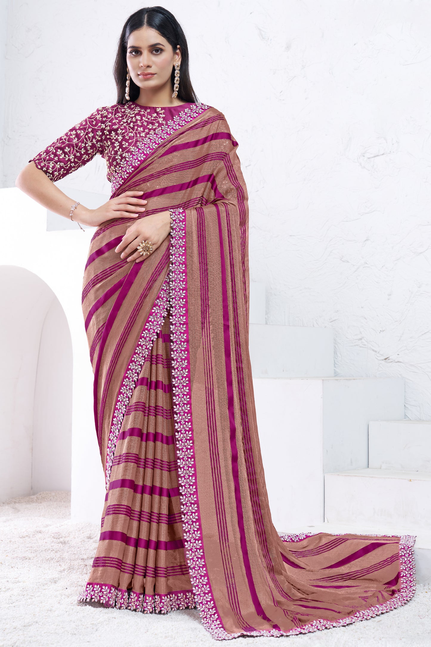 2-Tone Embroidered Georgette Saree