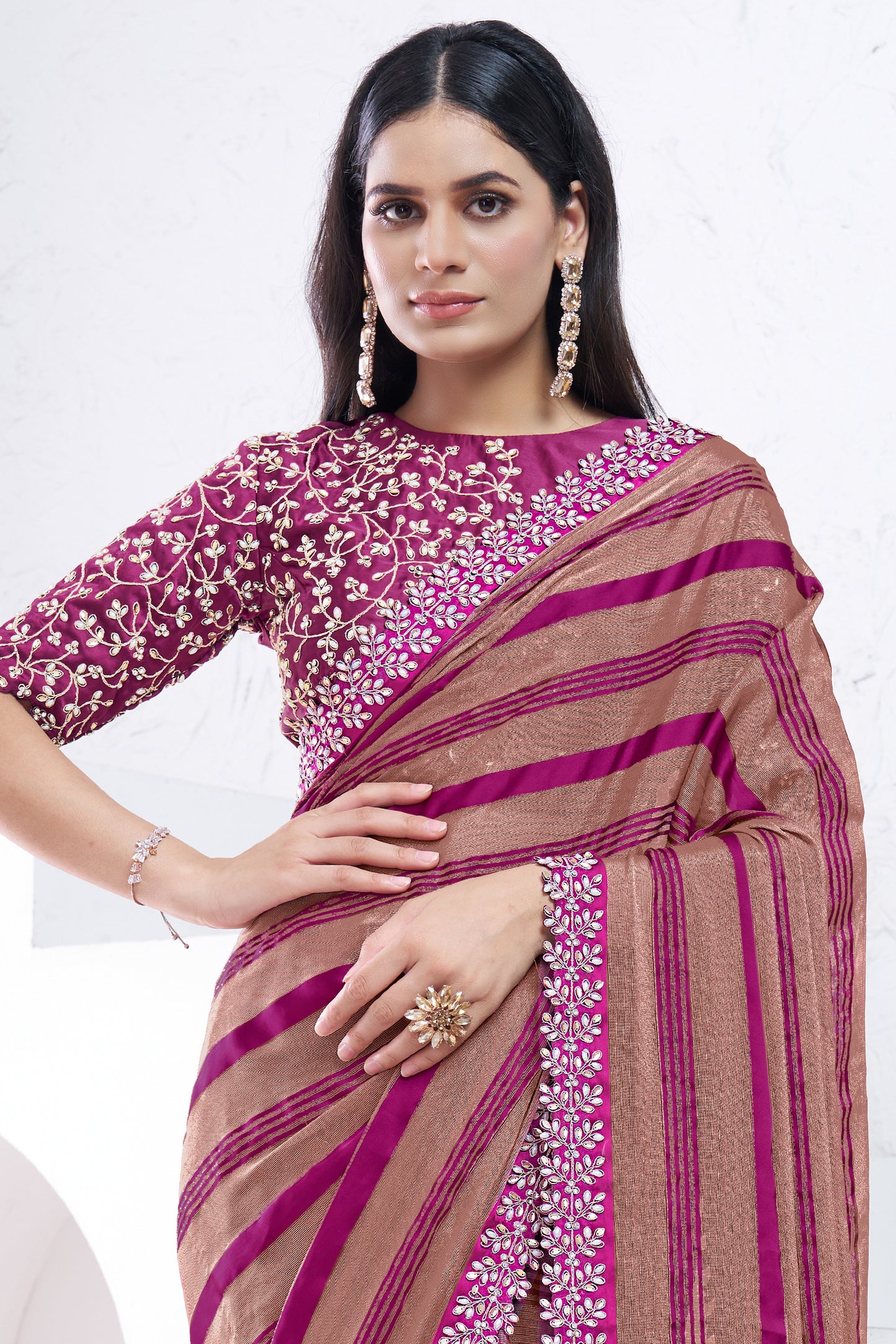 2-Tone Embroidered Georgette Saree