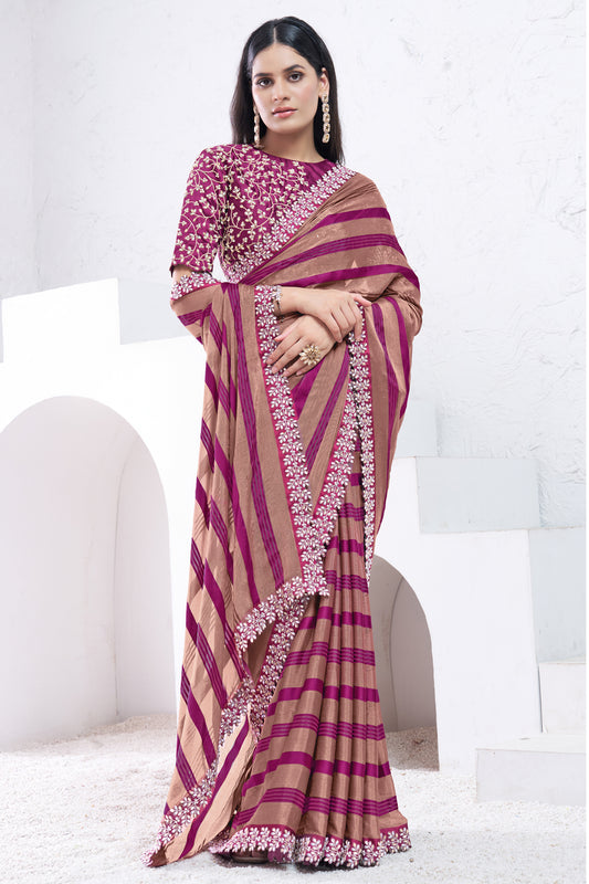 2-Tone Embroidered Georgette Saree