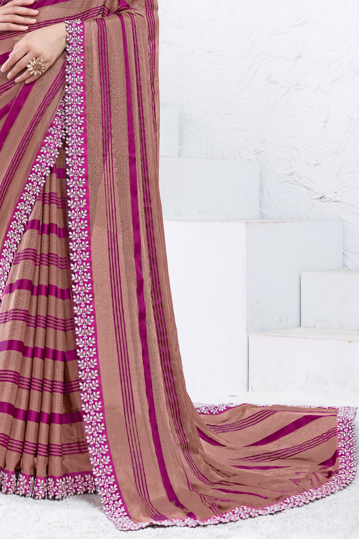 2-Tone Embroidered Georgette Saree