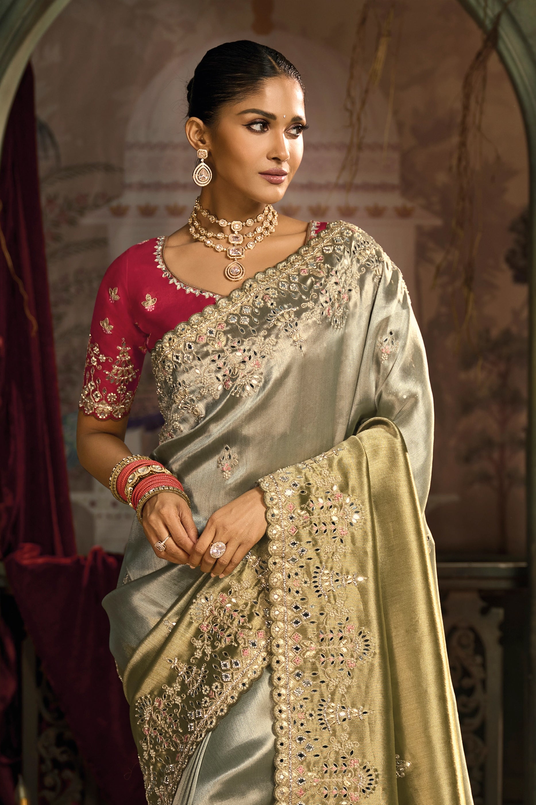 2-Tone Green Embroidered Silk Saree-SAR12042_4_SareeButa.com