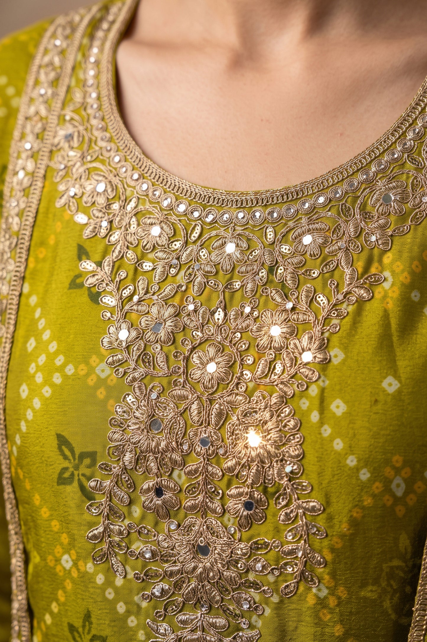 2-Tone Green Readymade Embroidered Chinon Suit-SAR12810_4_SareeButa.com