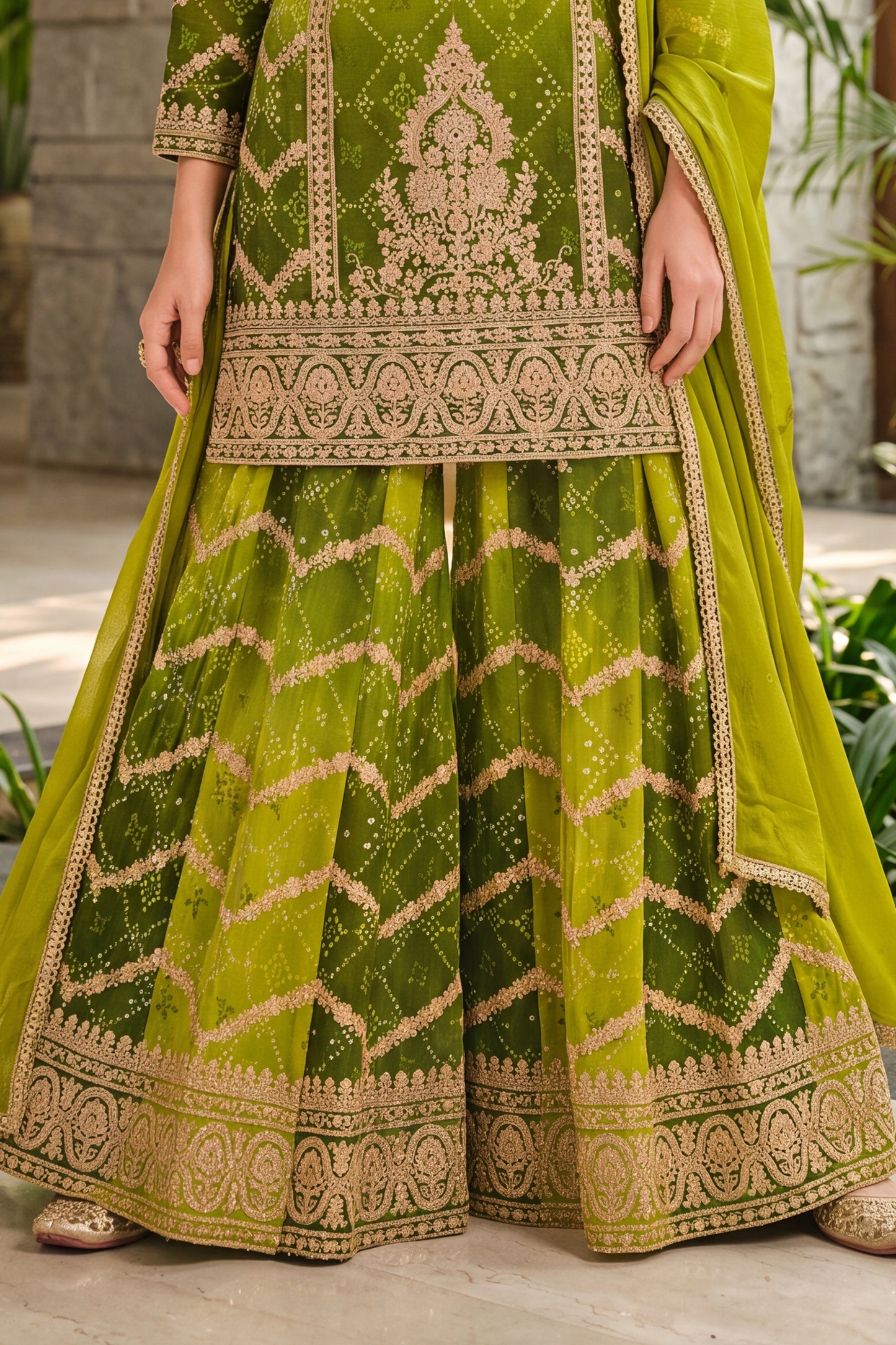 2-Tone Green Readymade Embroidered Chinon Suit-SAR12810_8_SareeButa.com