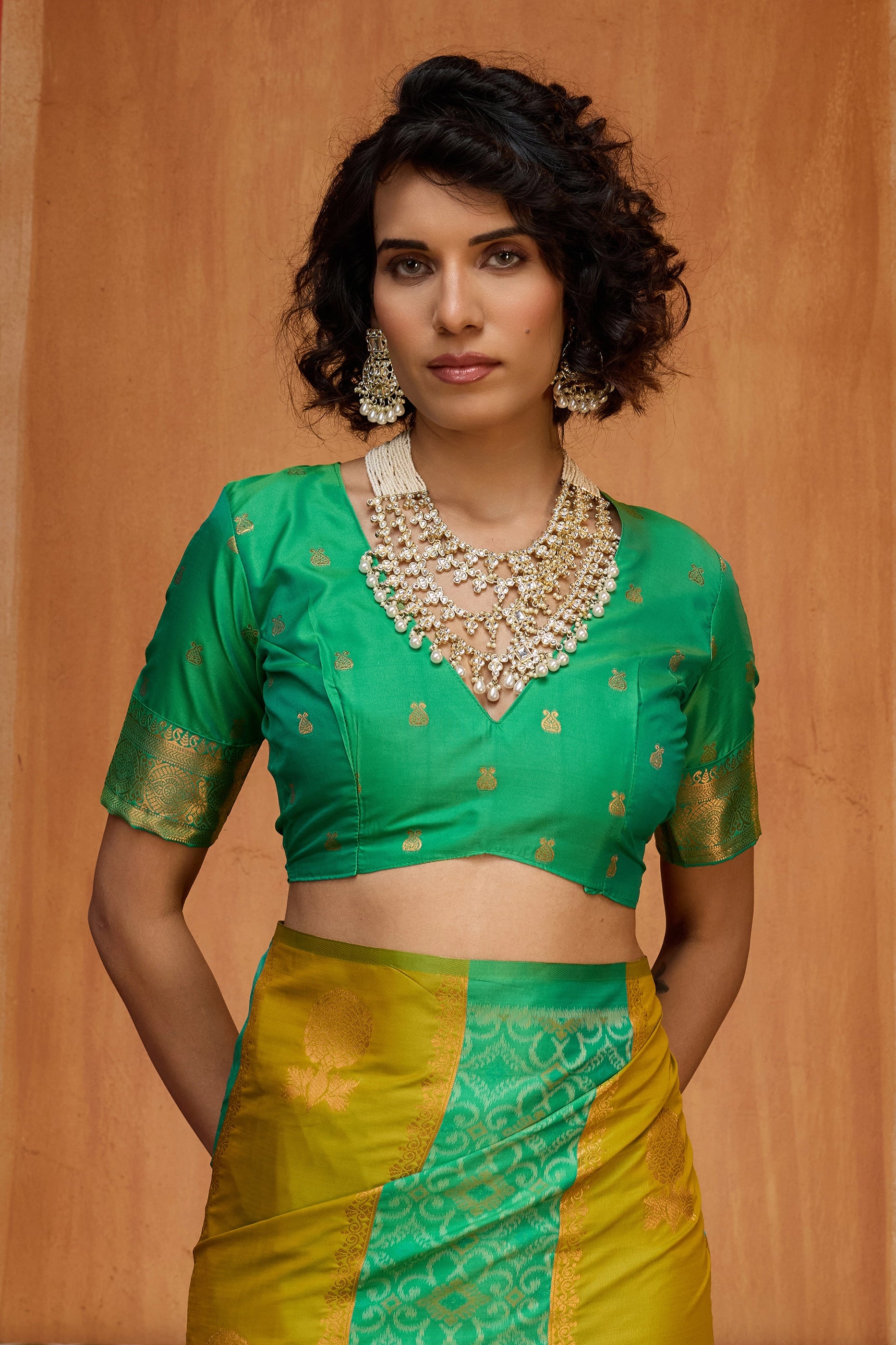 2-Tone Green Woven Silk Saree-SAR11918_4_SareeButa.com