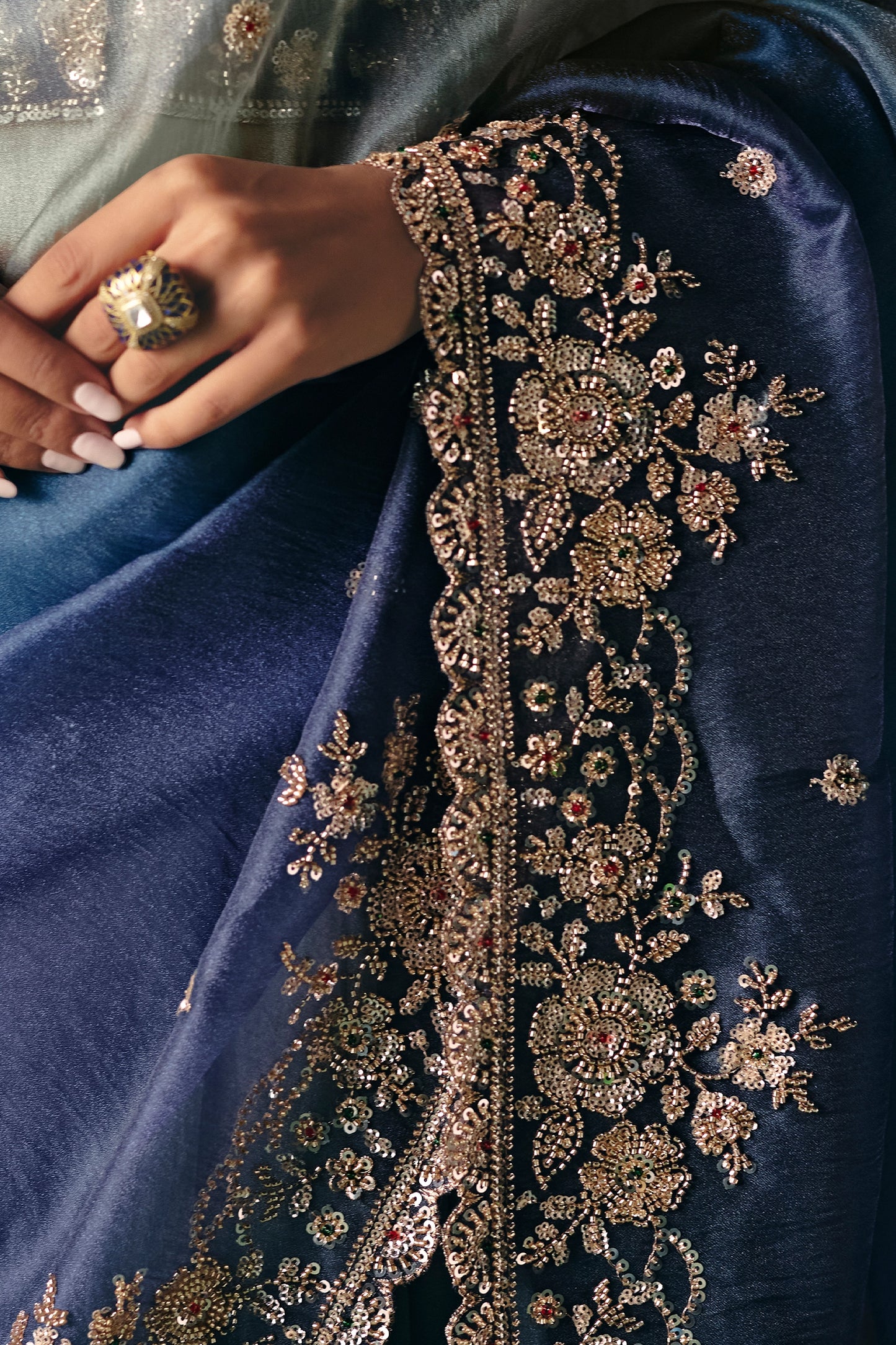 2-Tone Grey Embroidered Organza Saree-SAR12021_3_SareeButa.com