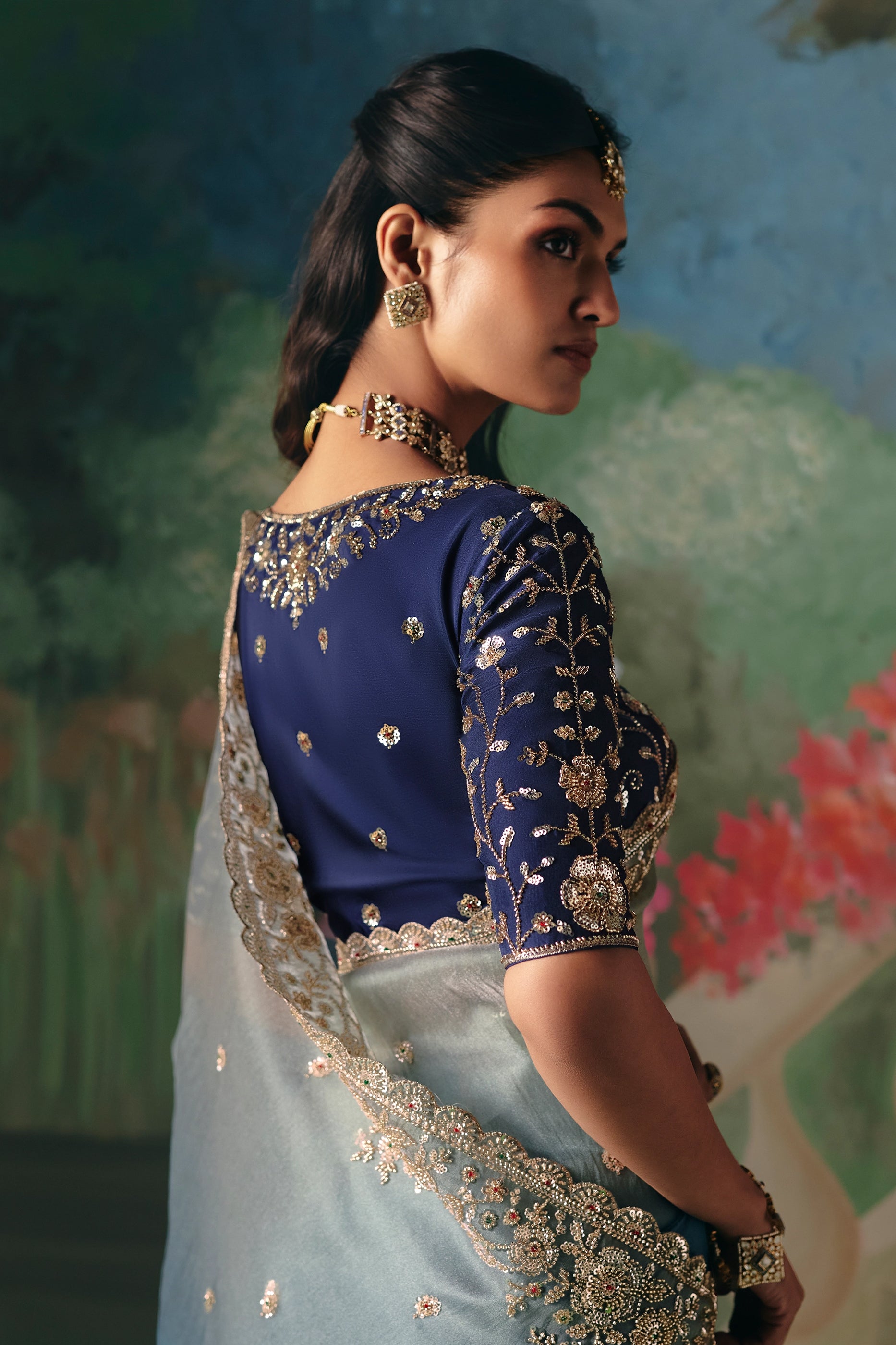 2-Tone Grey Embroidered Organza Saree-SAR12021_4_SareeButa.com