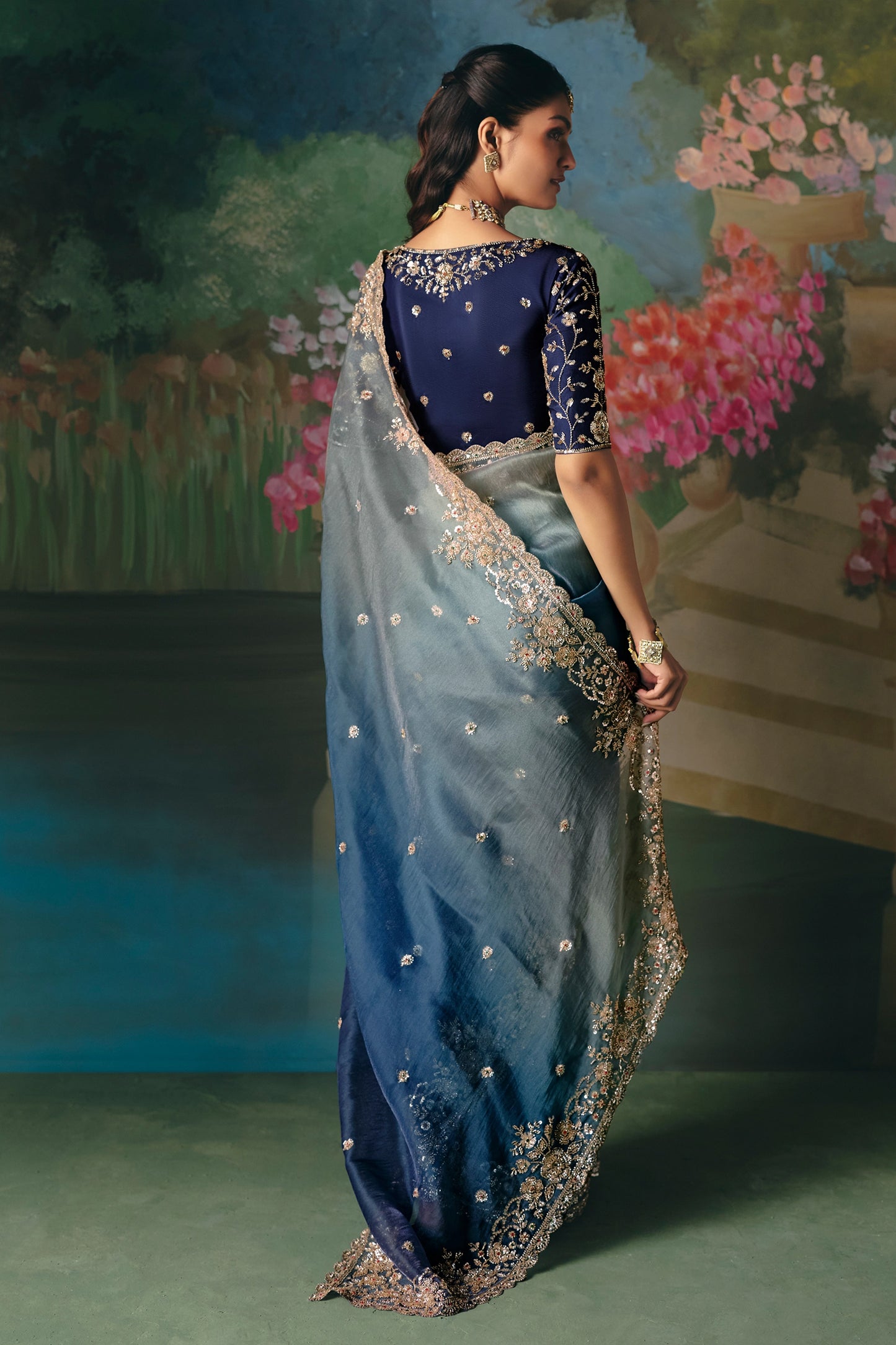 2-Tone Grey Embroidered Organza Saree-SAR12021_5_SareeButa.com