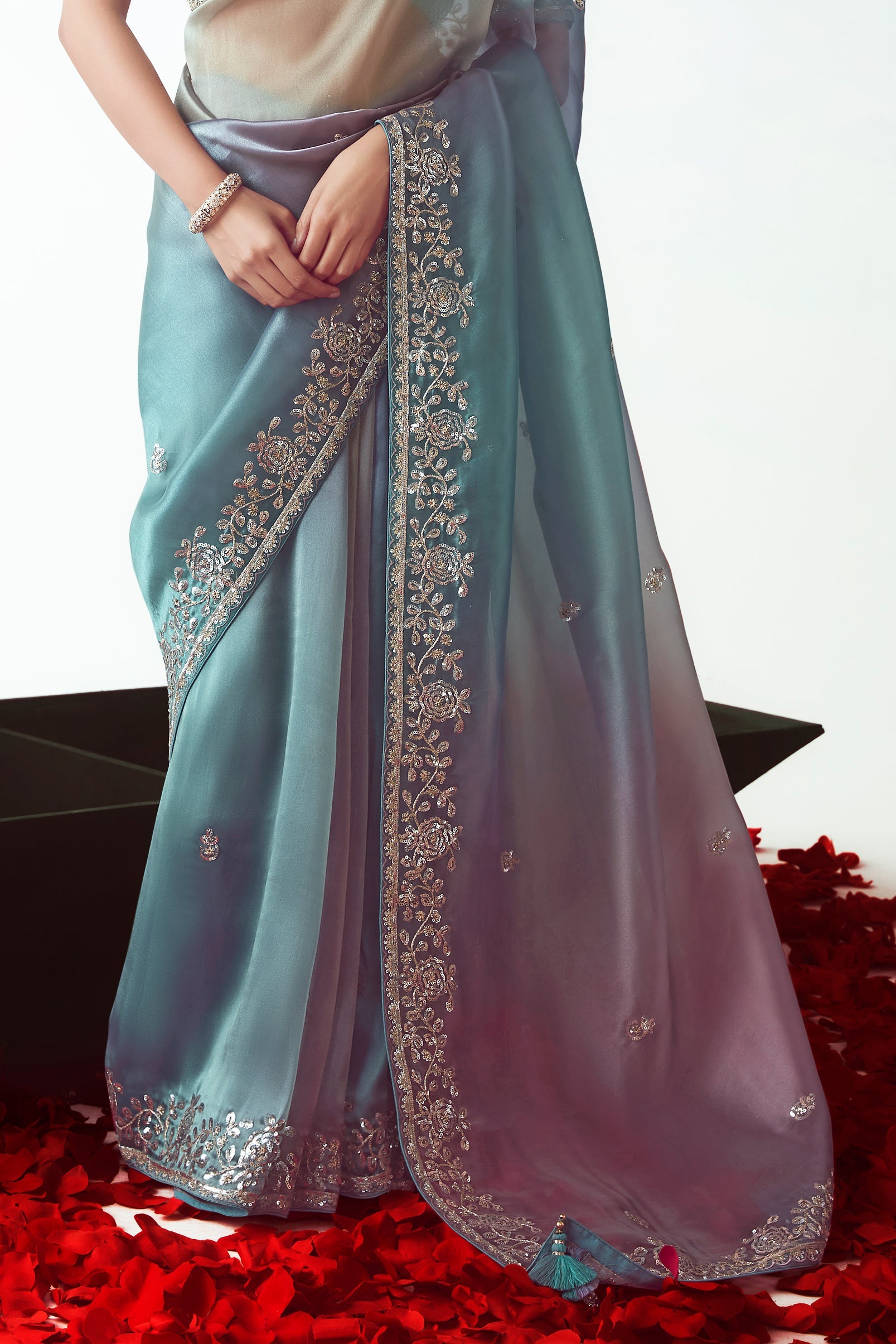 2-Tone Grey Embroidered Organza Saree-ZB134780_6_SareeButa.com