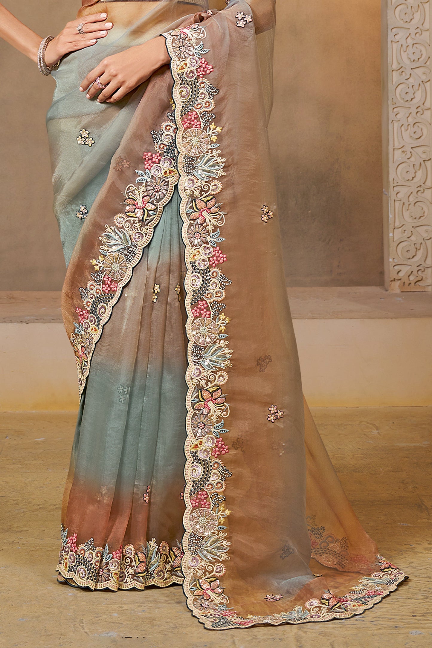 2-Tone Grey Embroidered Organza Satin Saree-SAR10878_4_SareeButa.com