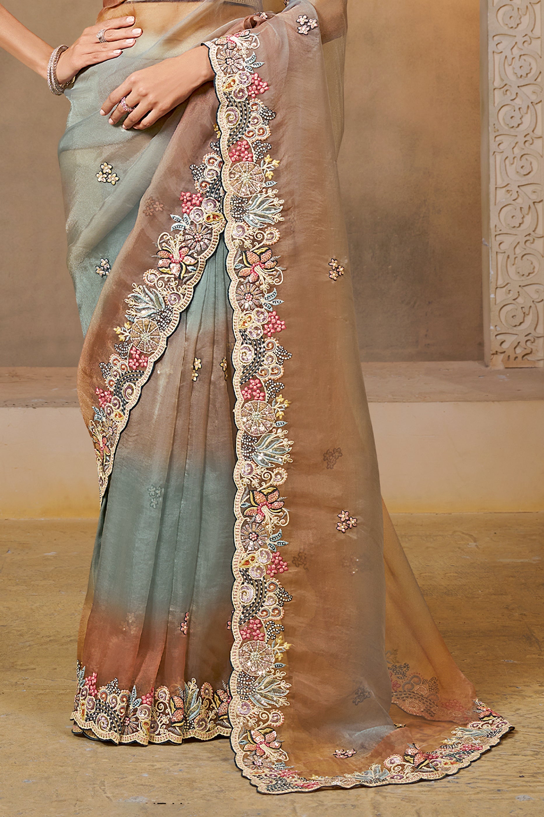 2-Tone Grey Embroidered Organza Satin Saree-SAR10878_4_SareeButa.com
