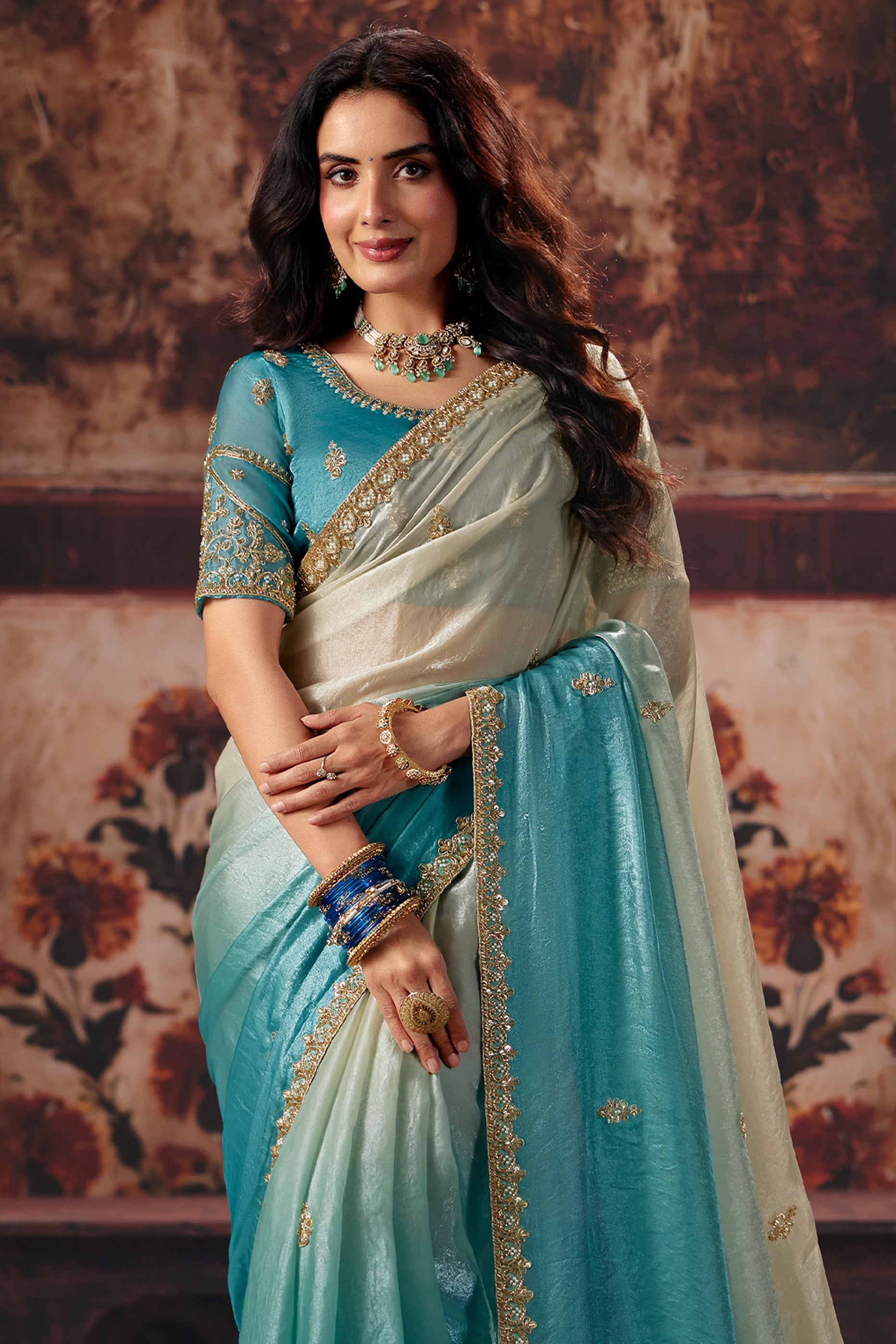 2-Tone Grey Embroidered Satin Saree-SAR13196_4_SareeButa.com