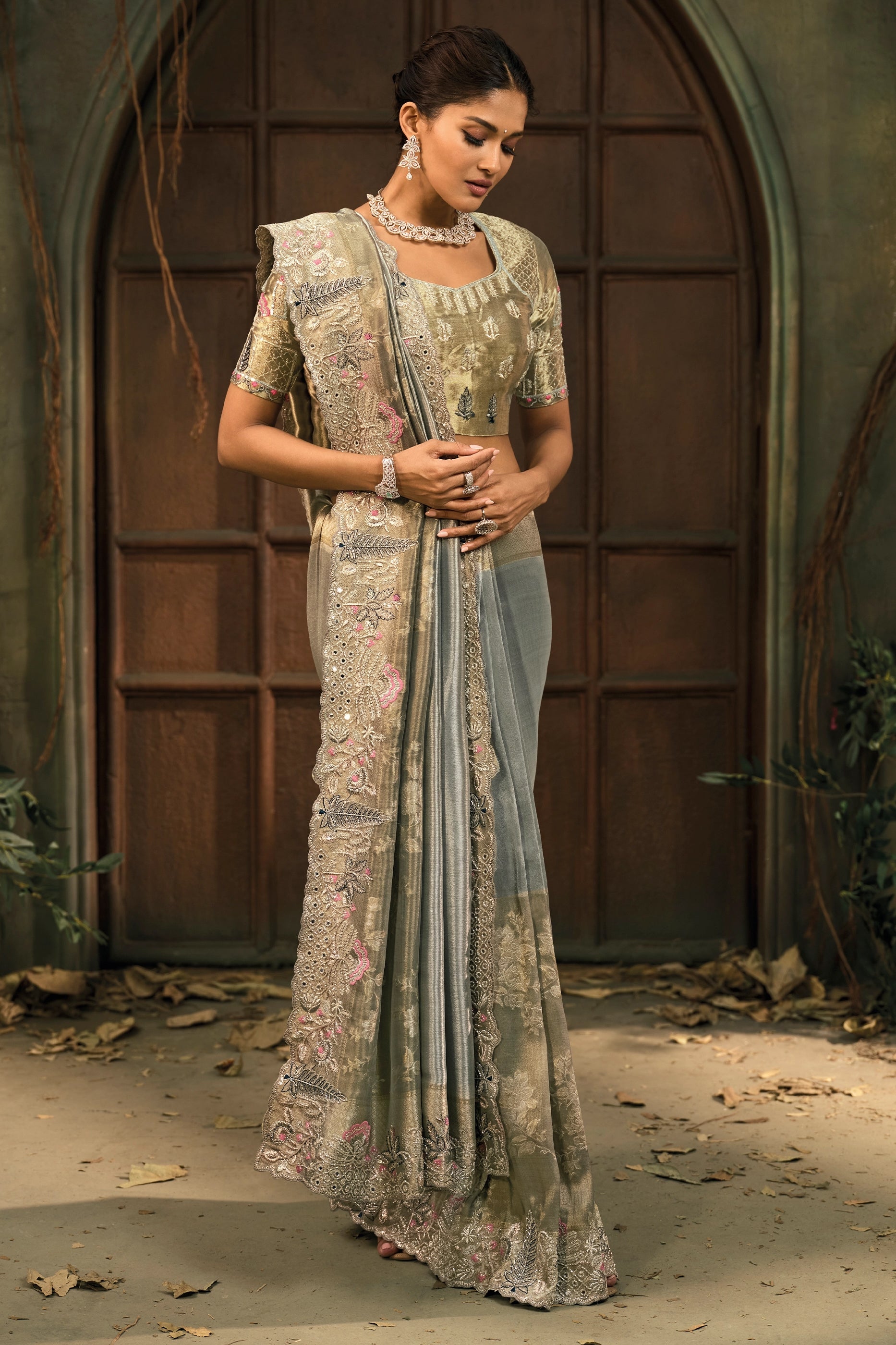 2-Tone Grey Heavy Work Woven Silk Saree-SAR11580_4_SareeButa.com