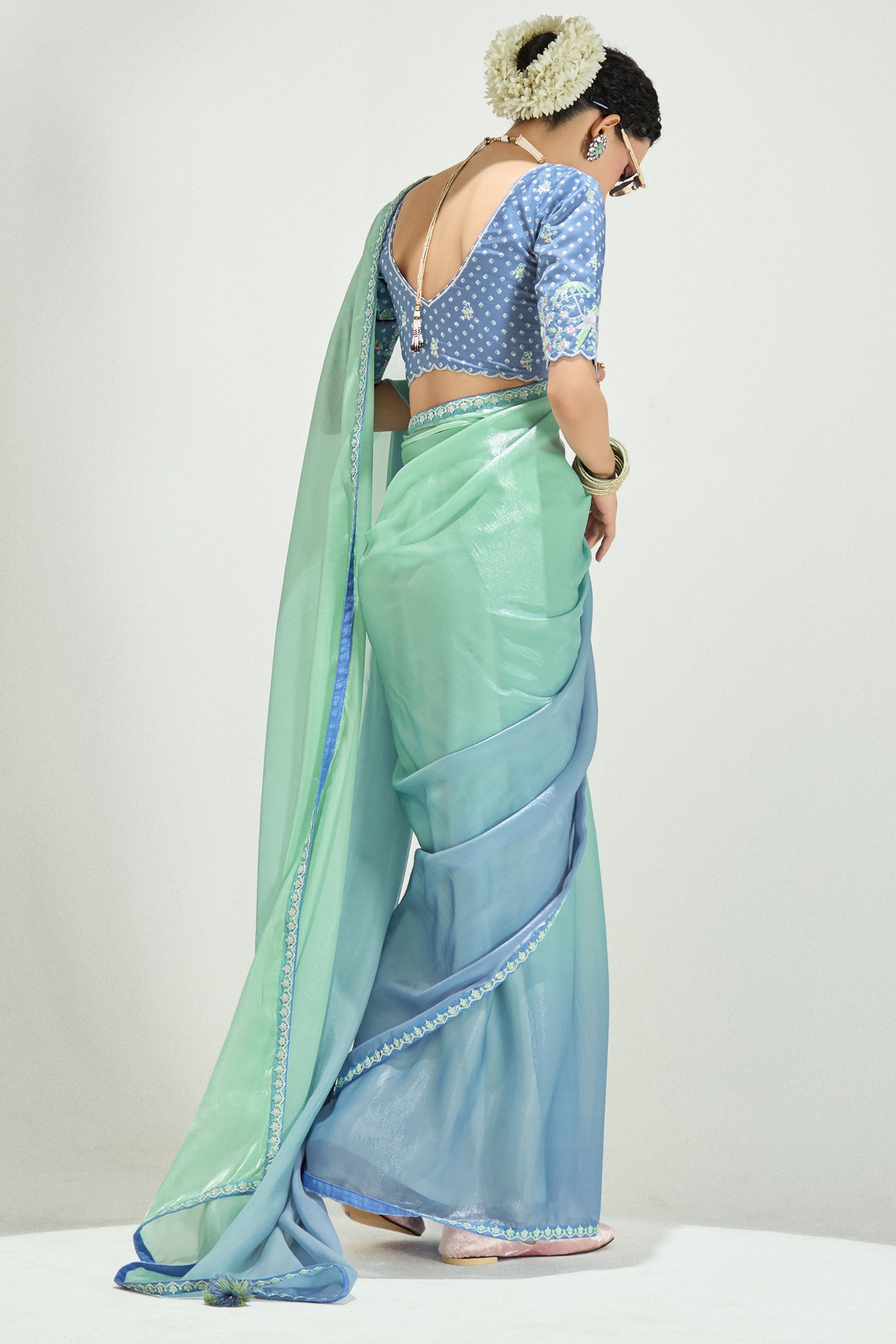 2-Tone Grey Organza Tissue Saree-ZB134899_4_SareeButa.com