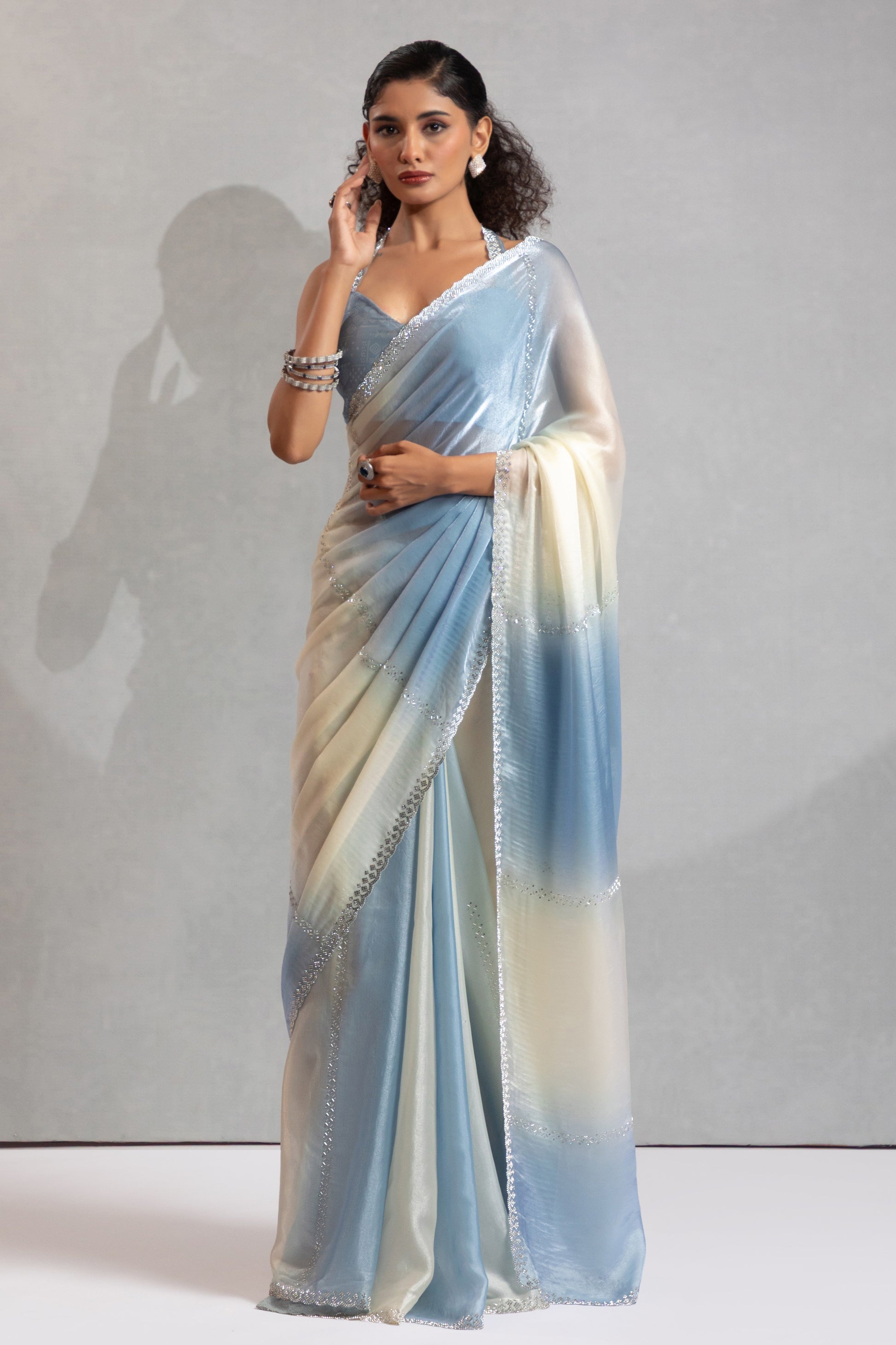 2-Tone Grey Satin Silk Stone Work Saree-ZB134878_1_SareeButa.com