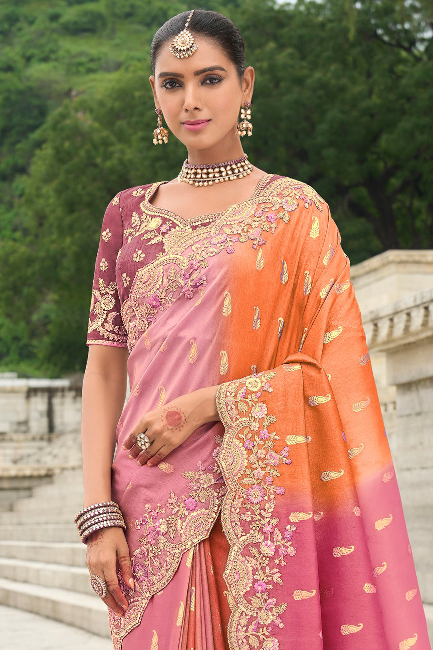 2-Tone Pink Banarasi Saree-ZB134497_2_SareeButa.com