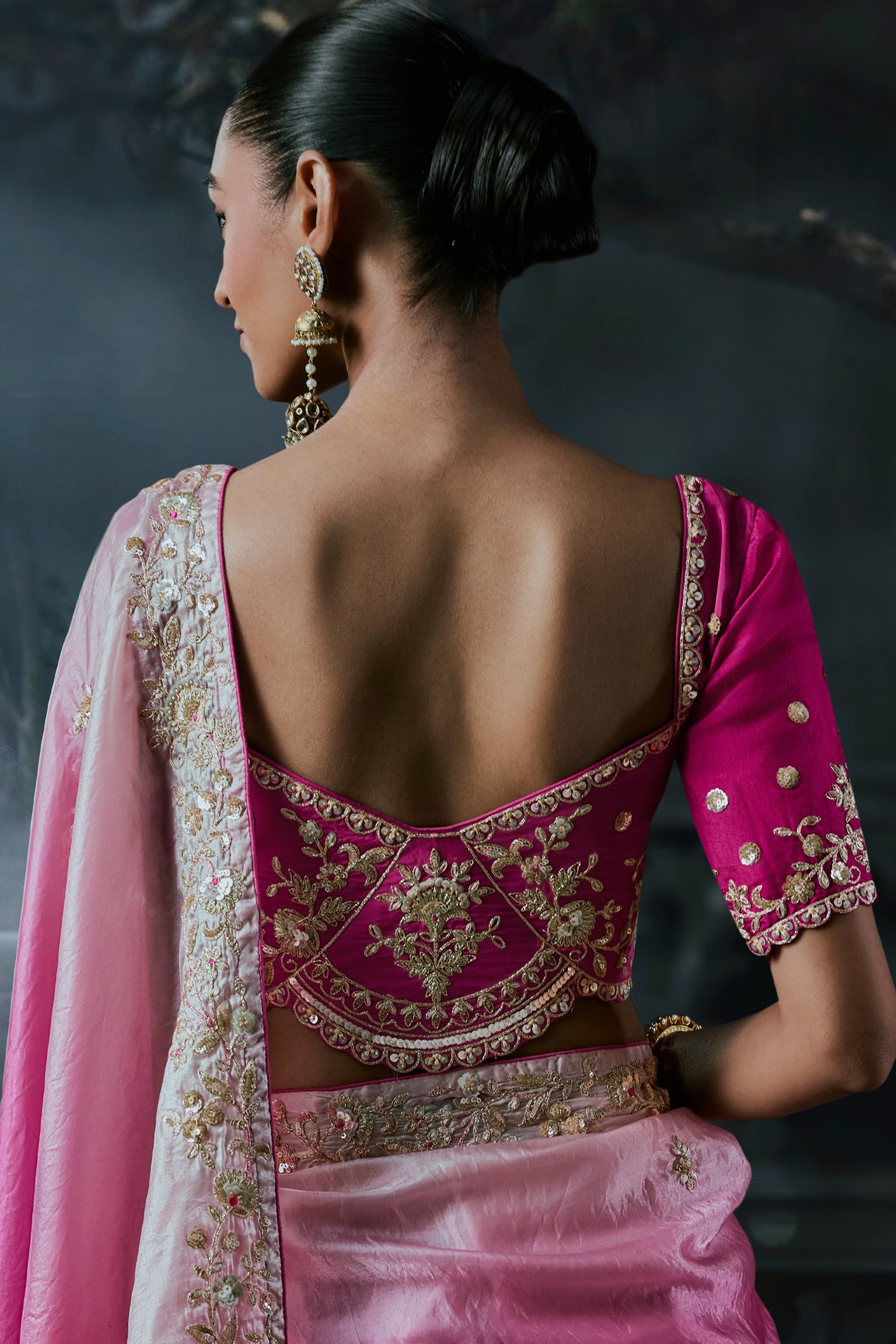 2-Tone Pink Embroidered Tissue Organza Saree-SAR13112_4_SareeButa.com