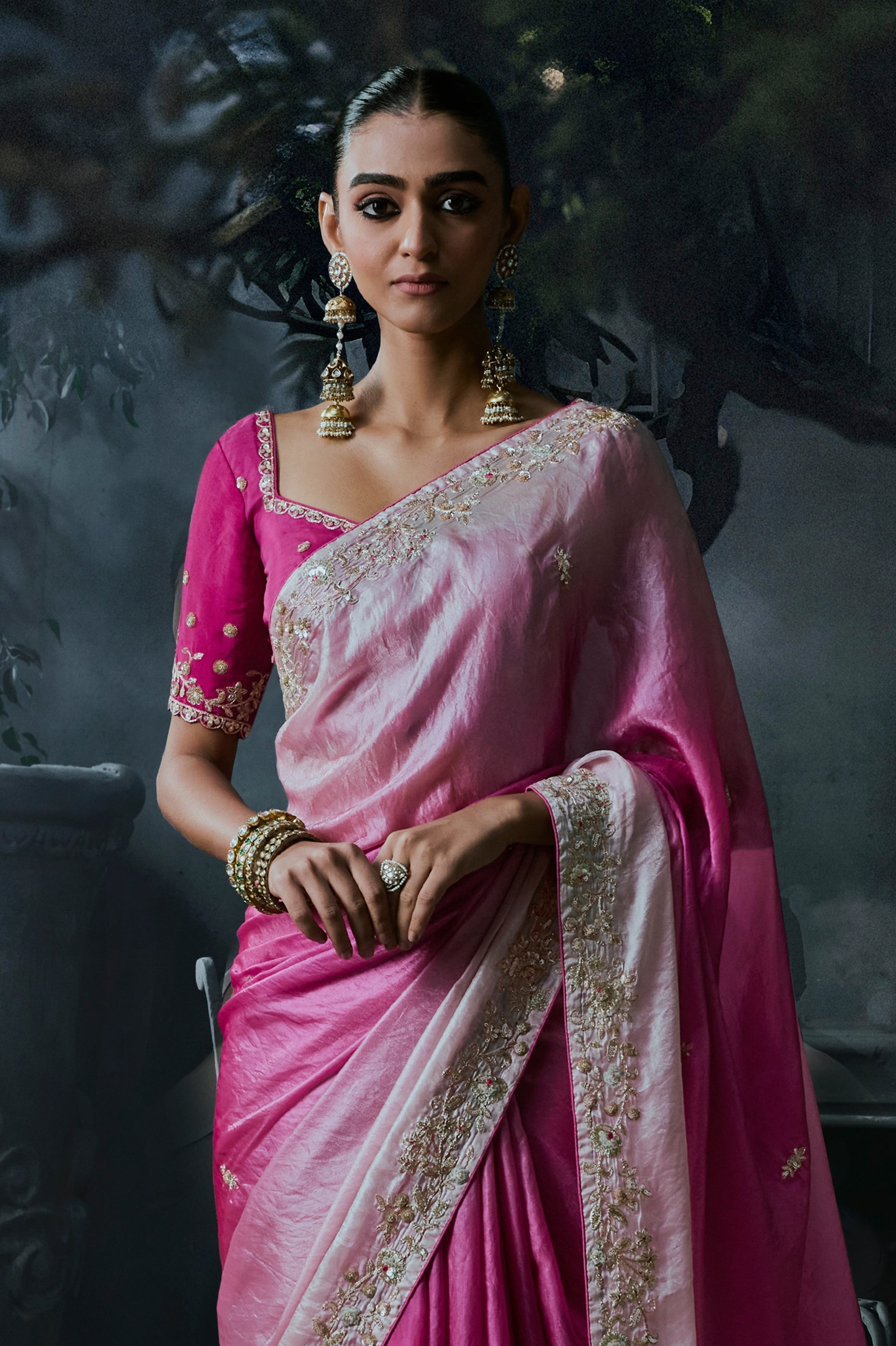 2-Tone Pink Embroidered Tissue Organza Saree-SAR13112_5_SareeButa.com