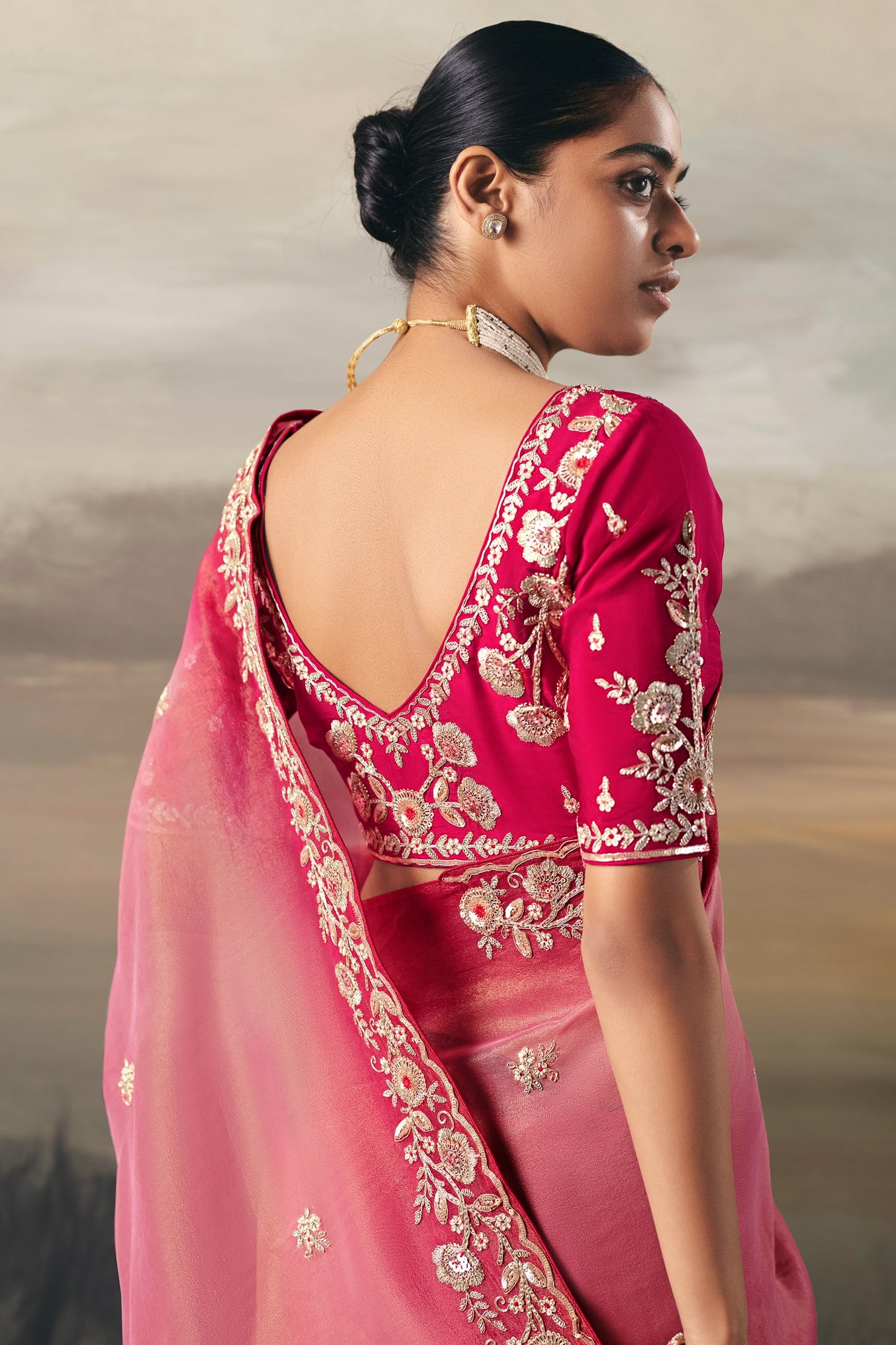 2-Tone Pink Embroidered Tissue Saree-SAR10828_4_SareeButa.com