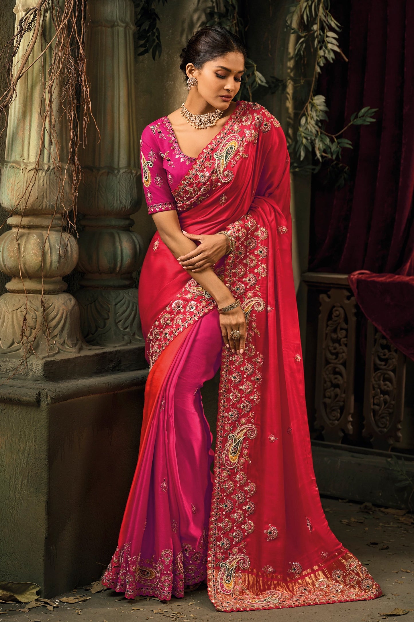 2-Tone Pink Heavy Work Gajji Silk Saree-SAR11585_1_SareeButa.com