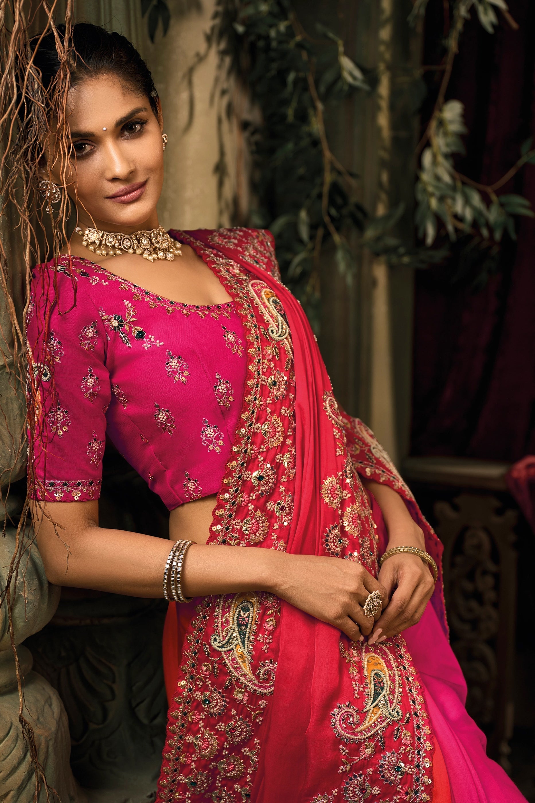 2-Tone Pink Heavy Work Gajji Silk Saree-SAR11585_2_SareeButa.com