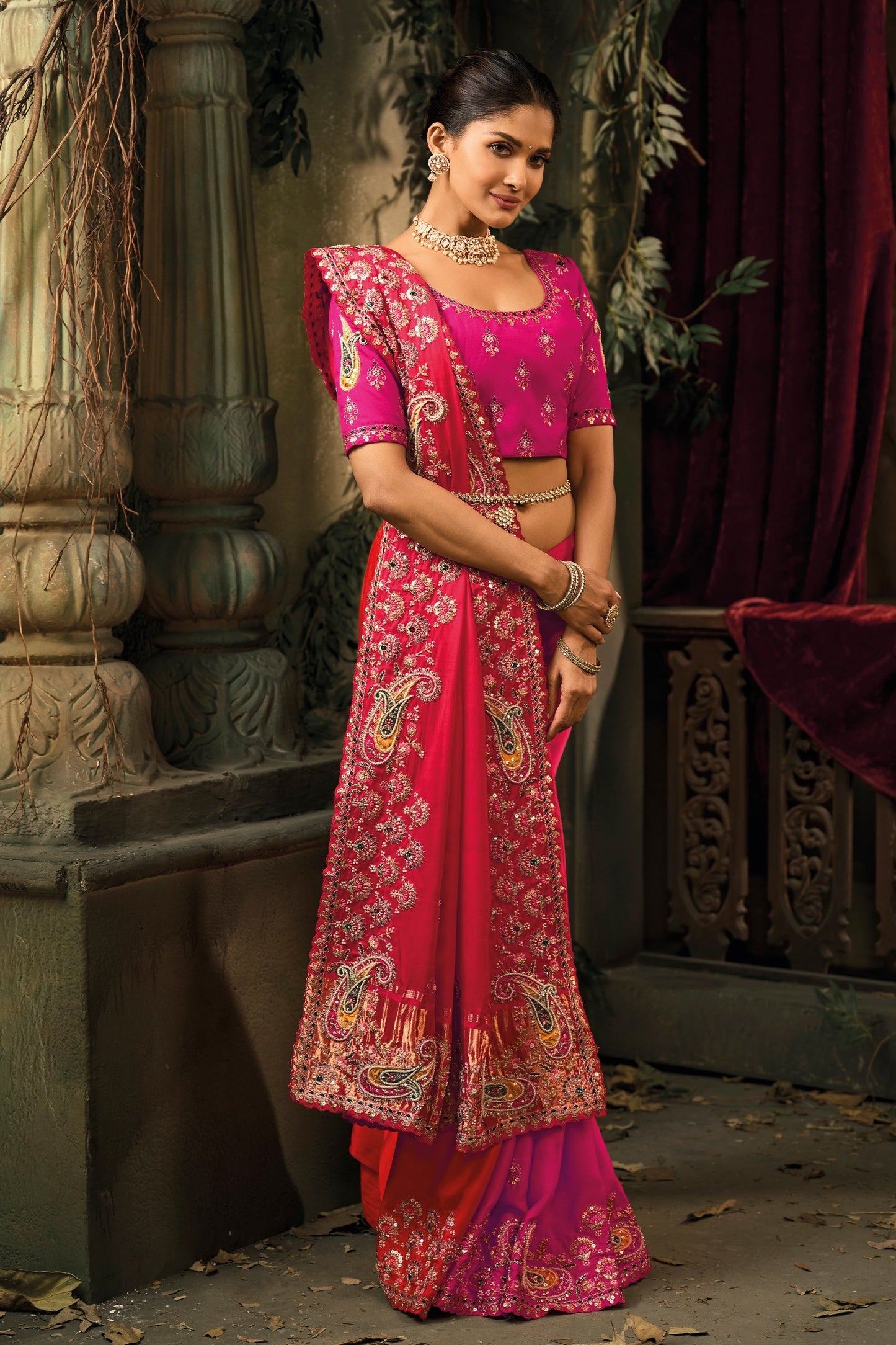 2-Tone Pink Heavy Work Gajji Silk Saree-SAR11585_4_SareeButa.com