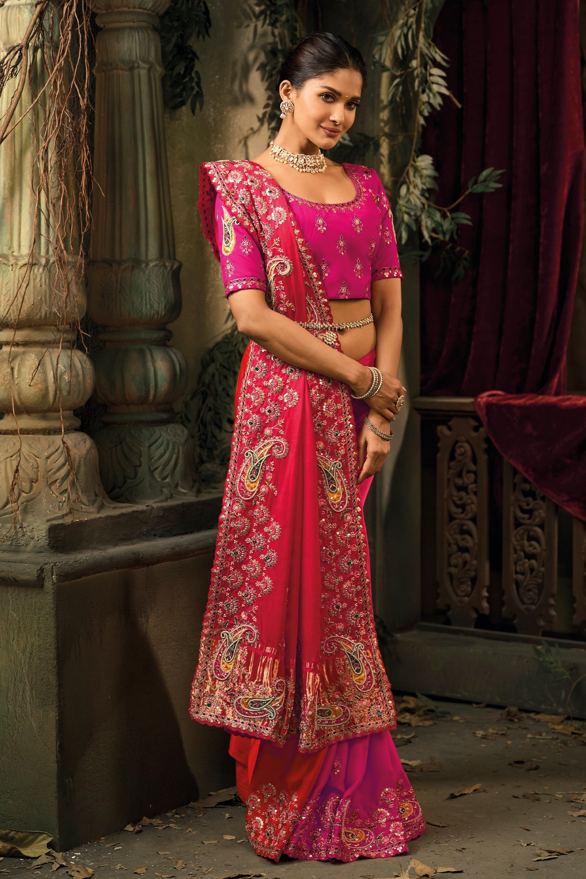 2-Tone Pink Heavy Work Gajji Silk Saree-SAR11585_4_SareeButa.com