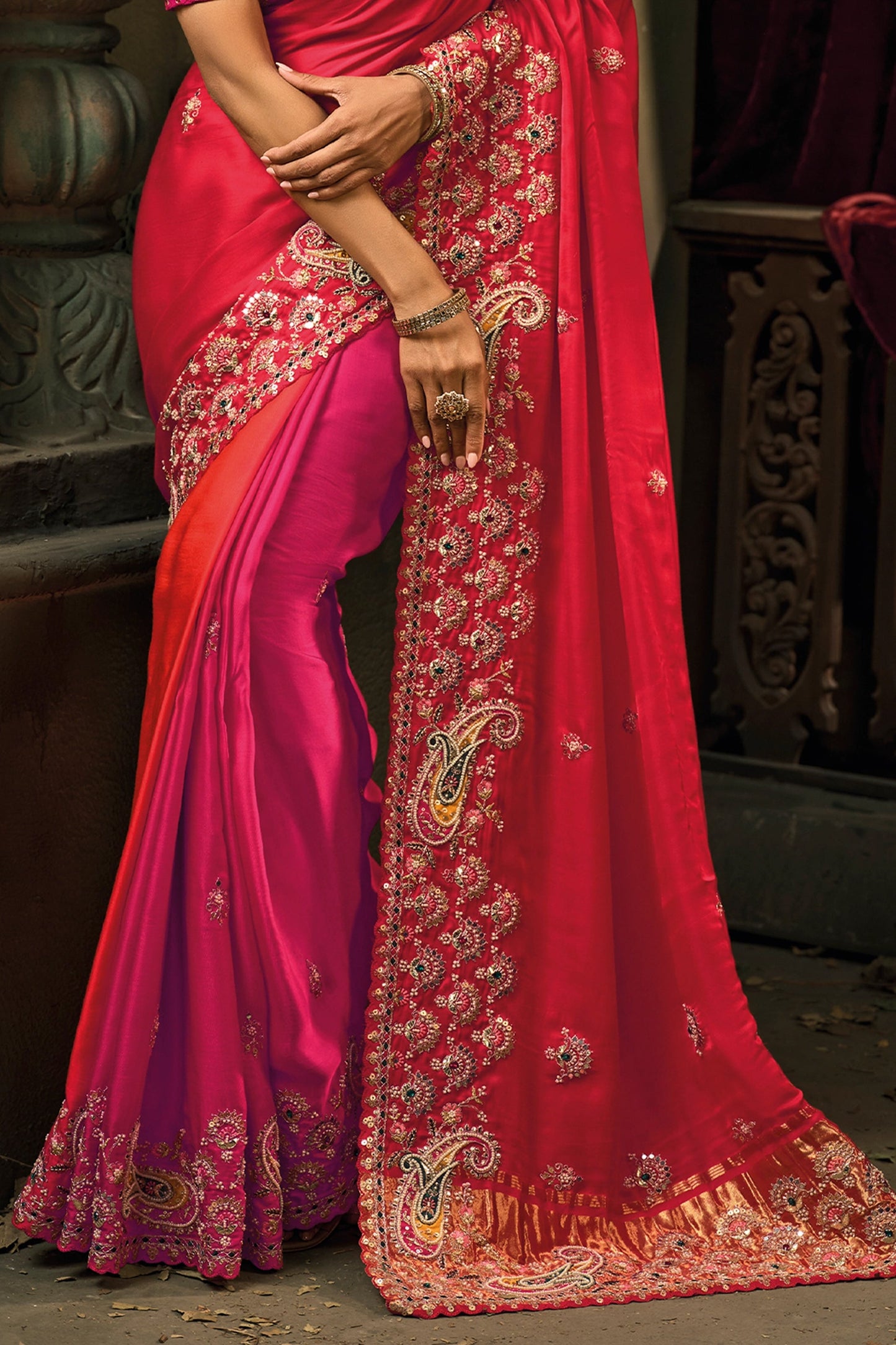 2-Tone Pink Heavy Work Gajji Silk Saree-SAR11585_5_SareeButa.com