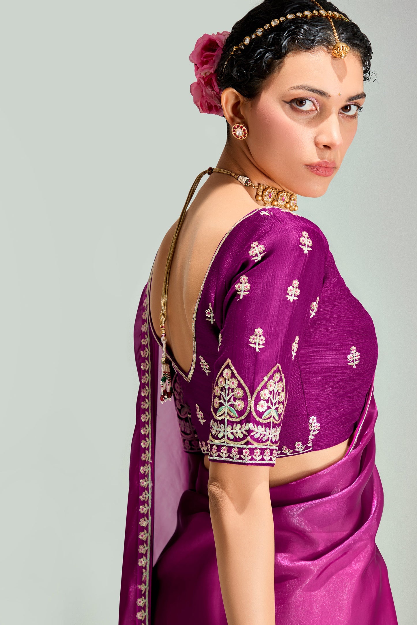 2-Tone Pink Organza Tissue Saree-ZB134895_2_SareeButa.com