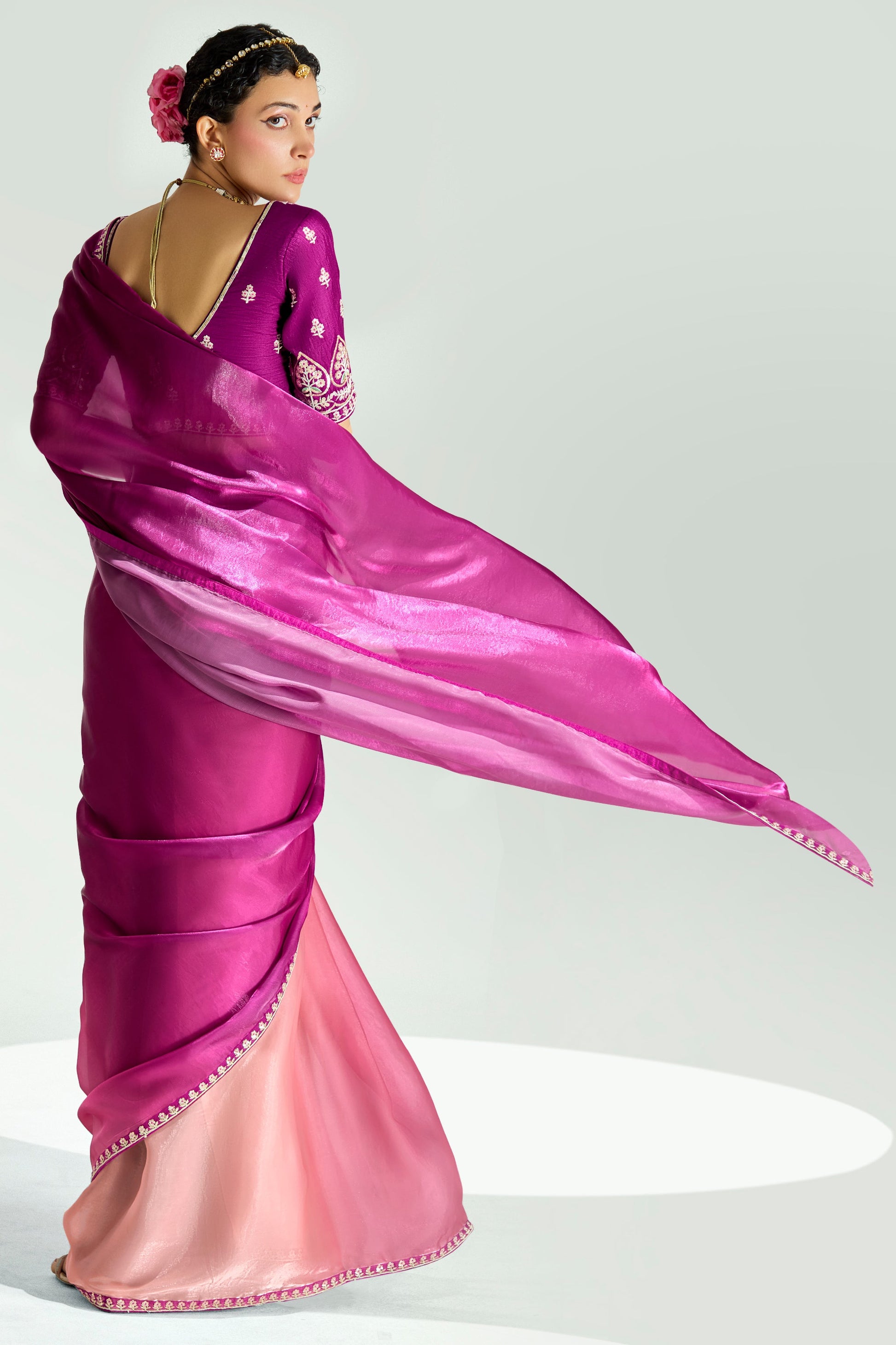 2-Tone Pink Organza Tissue Saree-ZB134895_3_SareeButa.com